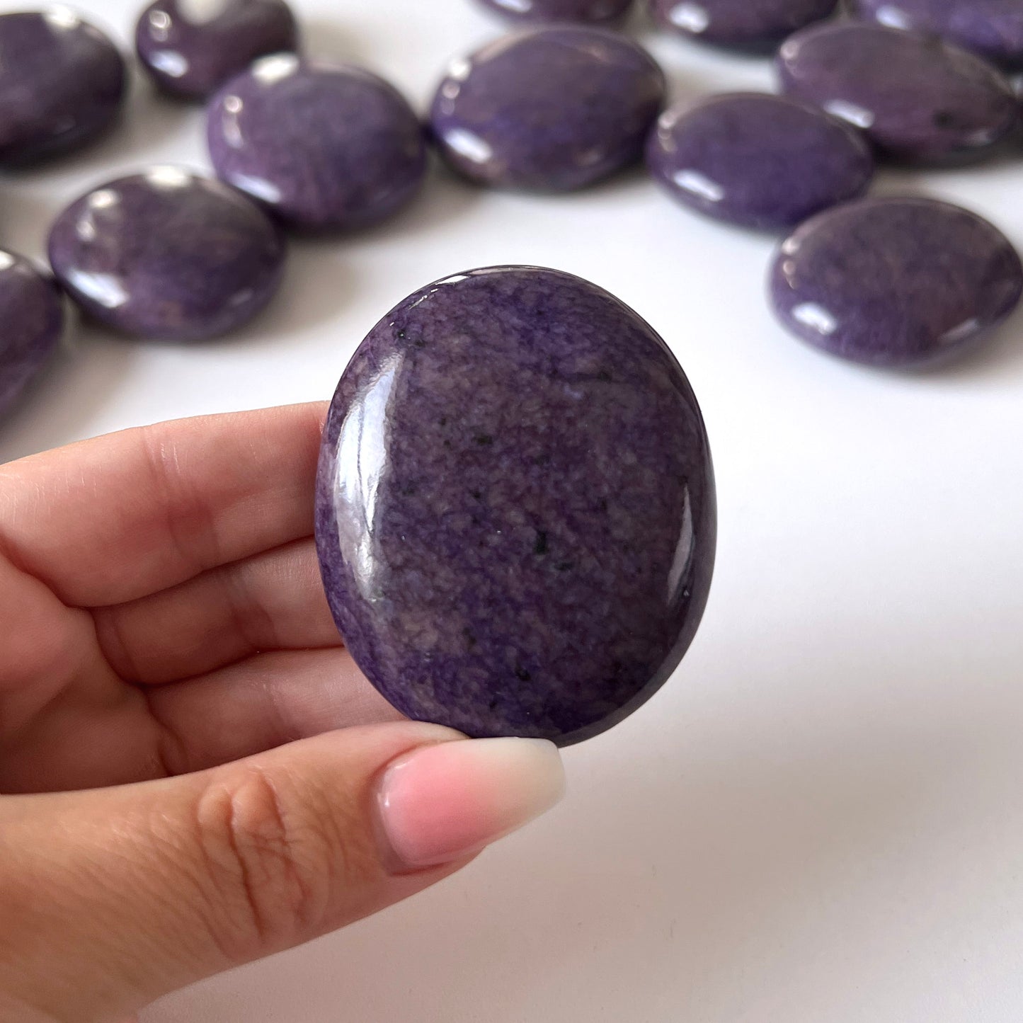 Dark Charoite Palm Stone