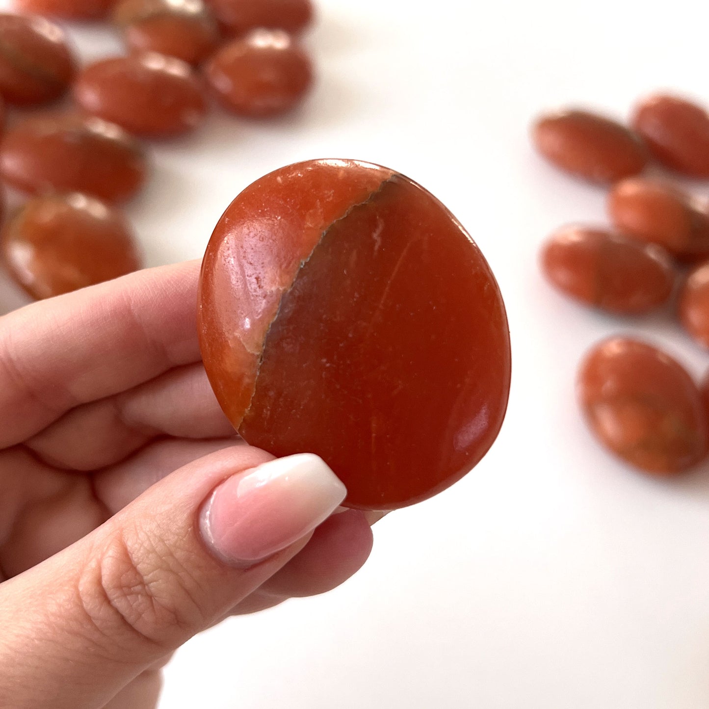 Dark Orange Calcite Palm Stone