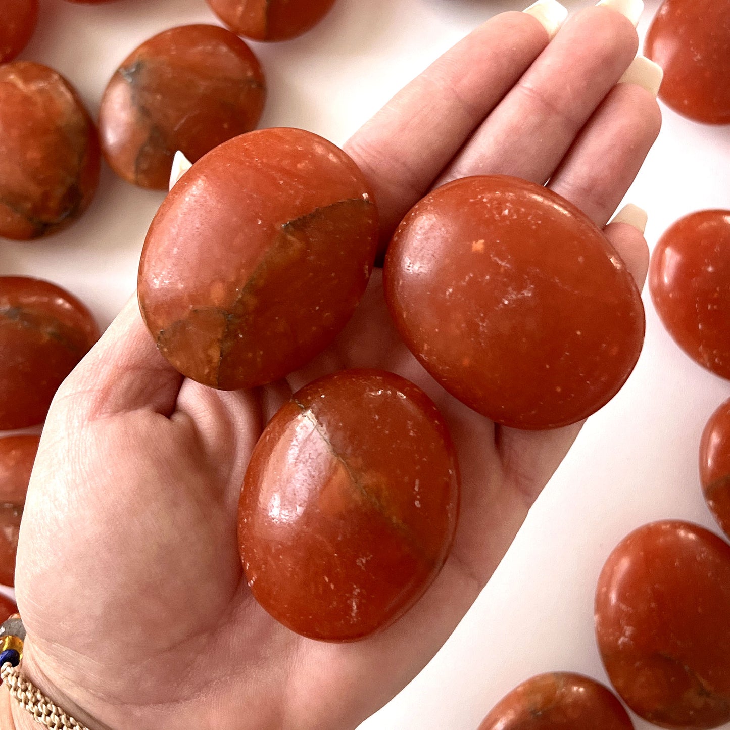 Dark Orange Calcite Palm Stone
