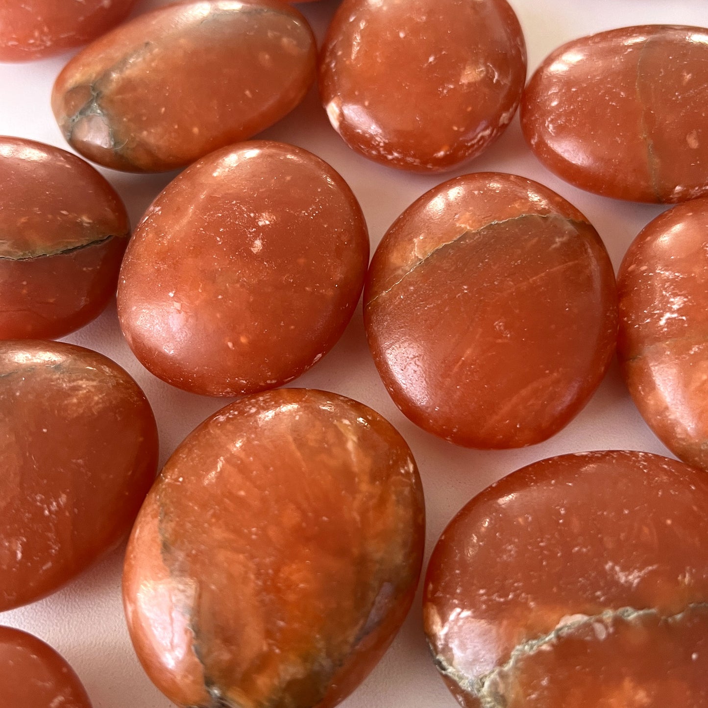 Dark Orange Calcite Palm Stone