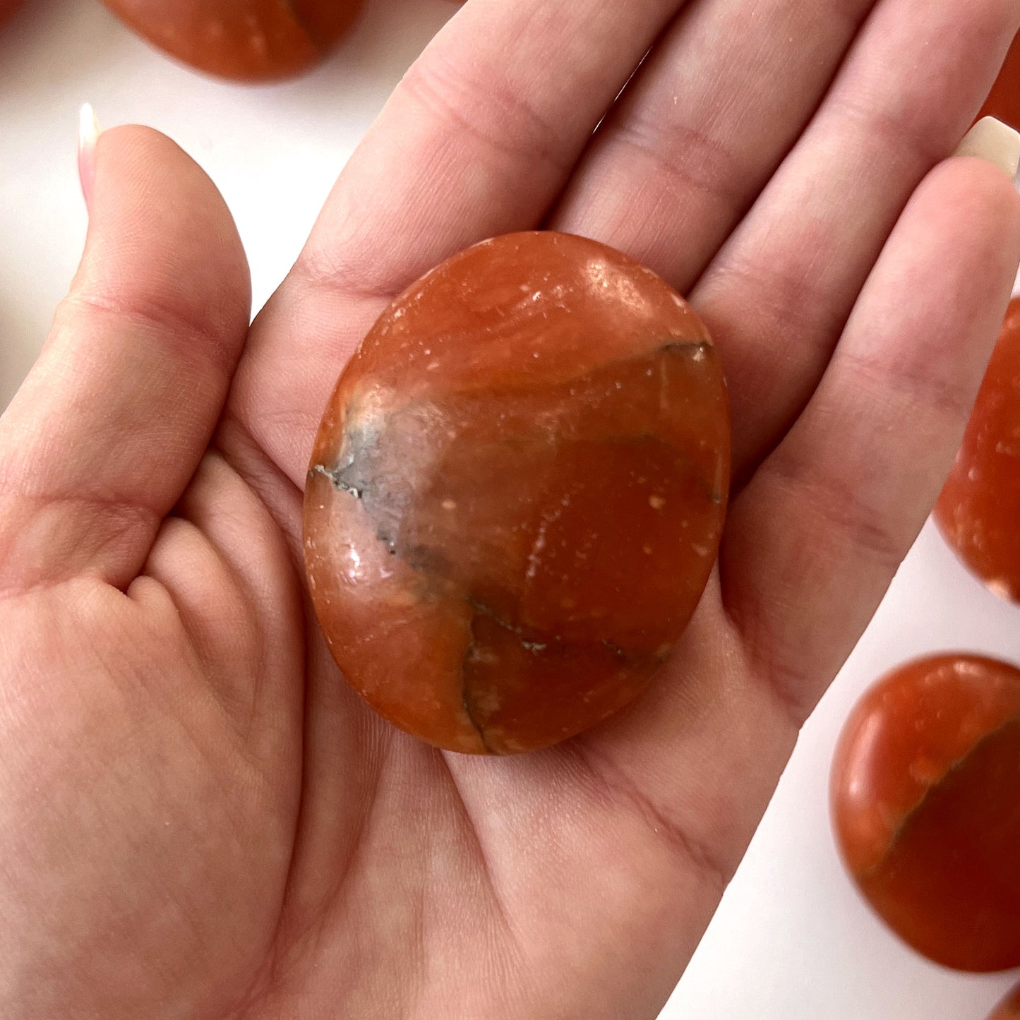 Dark Orange Calcite Palm Stone
