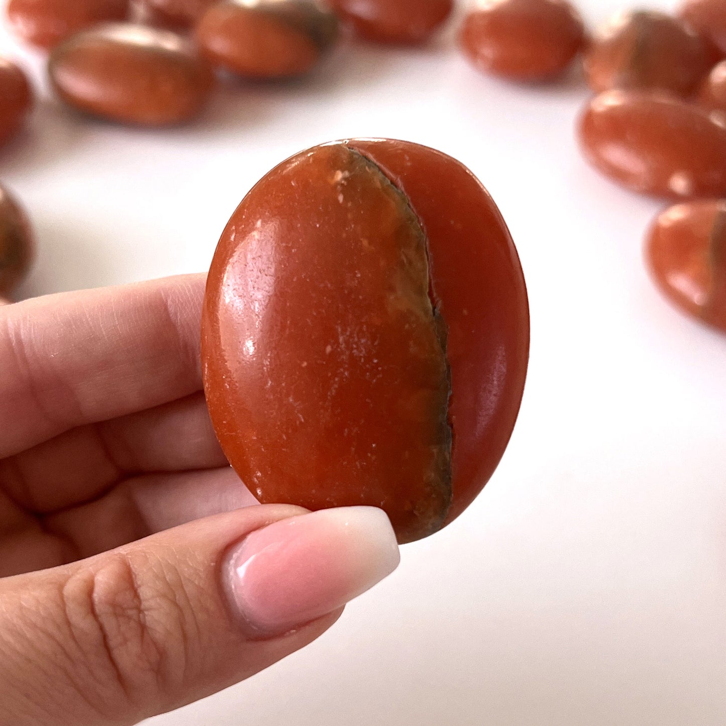 Dark Orange Calcite Palm Stone