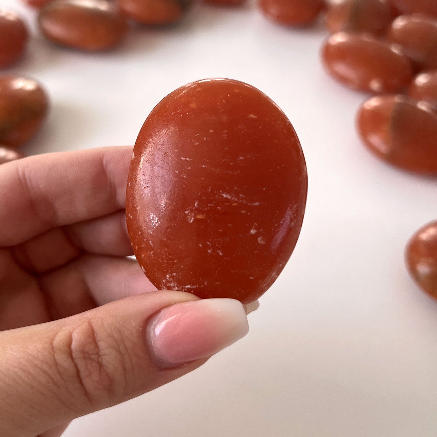 Dark Orange Calcite Palm Stone