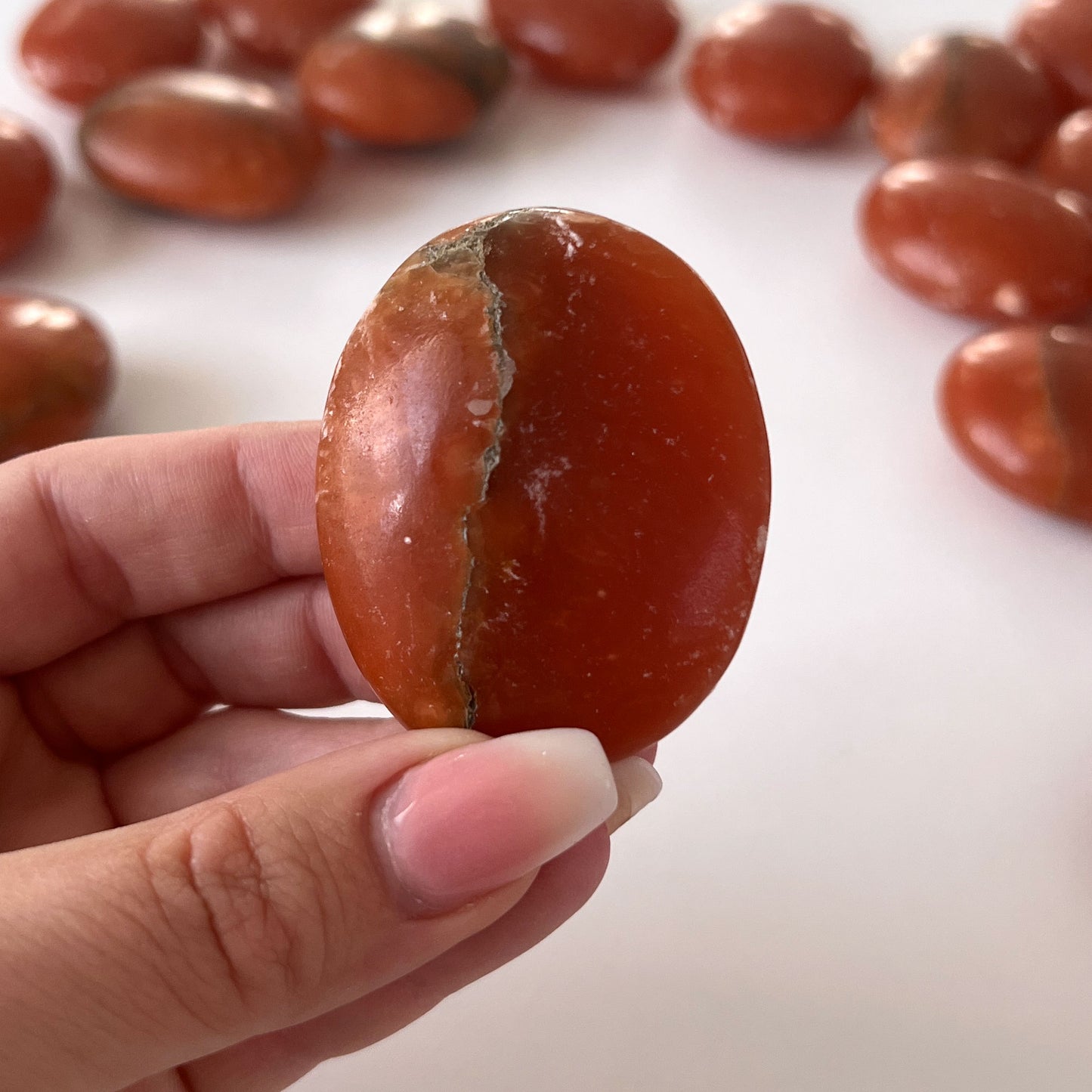 Dark Orange Calcite Palm Stone