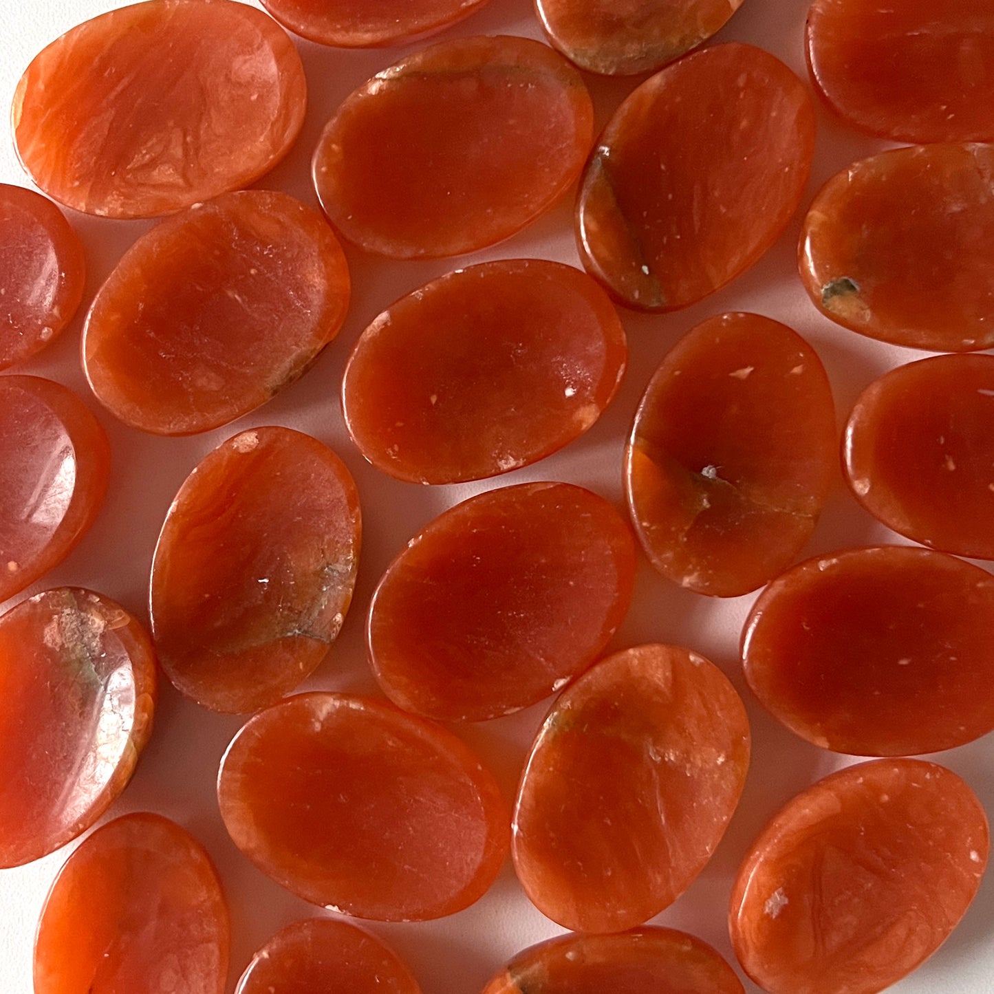 Dark Orange Calcite Worry Stone