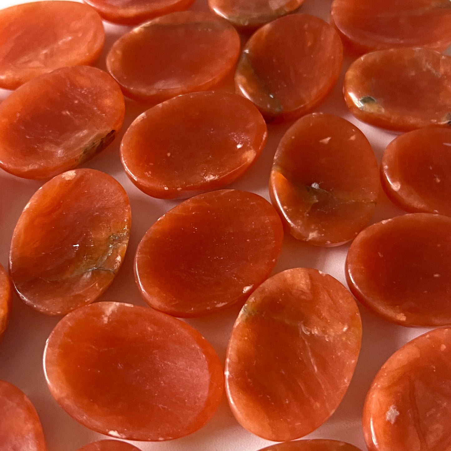 Dark Orange Calcite Worry Stone