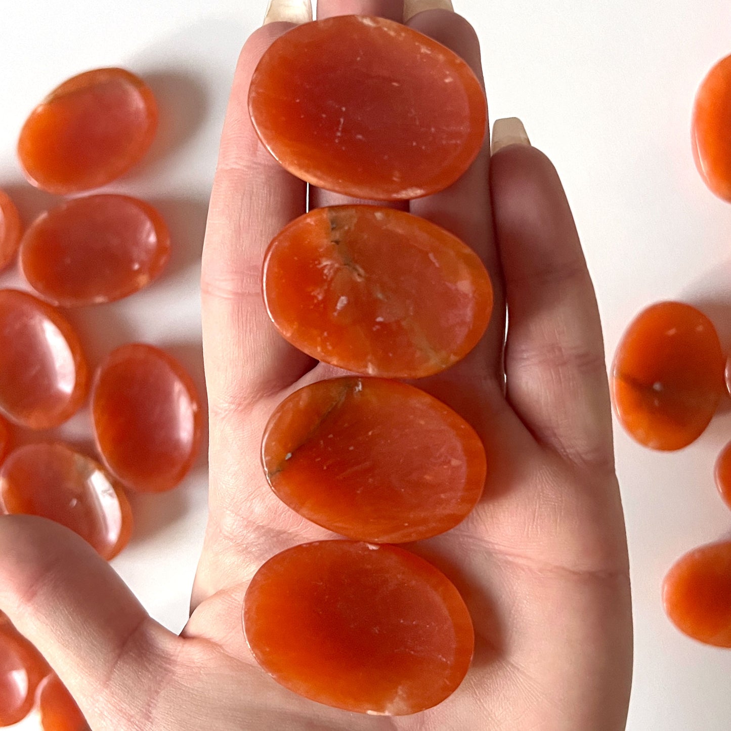 Dark Orange Calcite Worry Stone