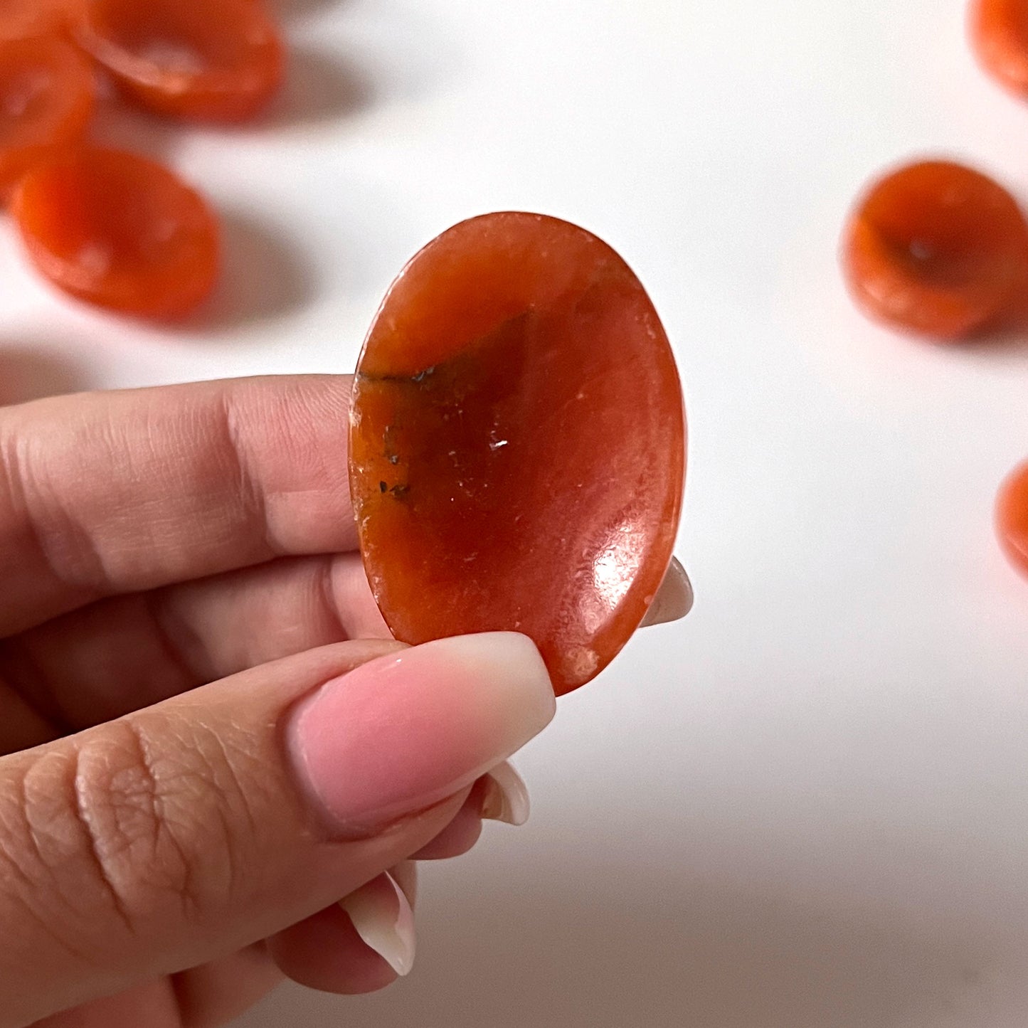 Dark Orange Calcite Worry Stone