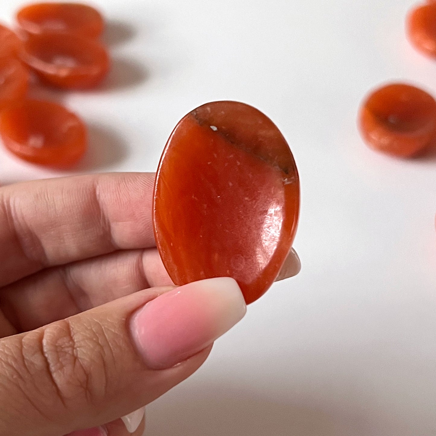 Dark Orange Calcite Worry Stone