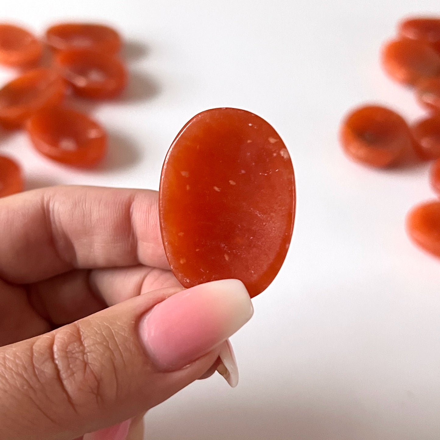 Dark Orange Calcite Worry Stone