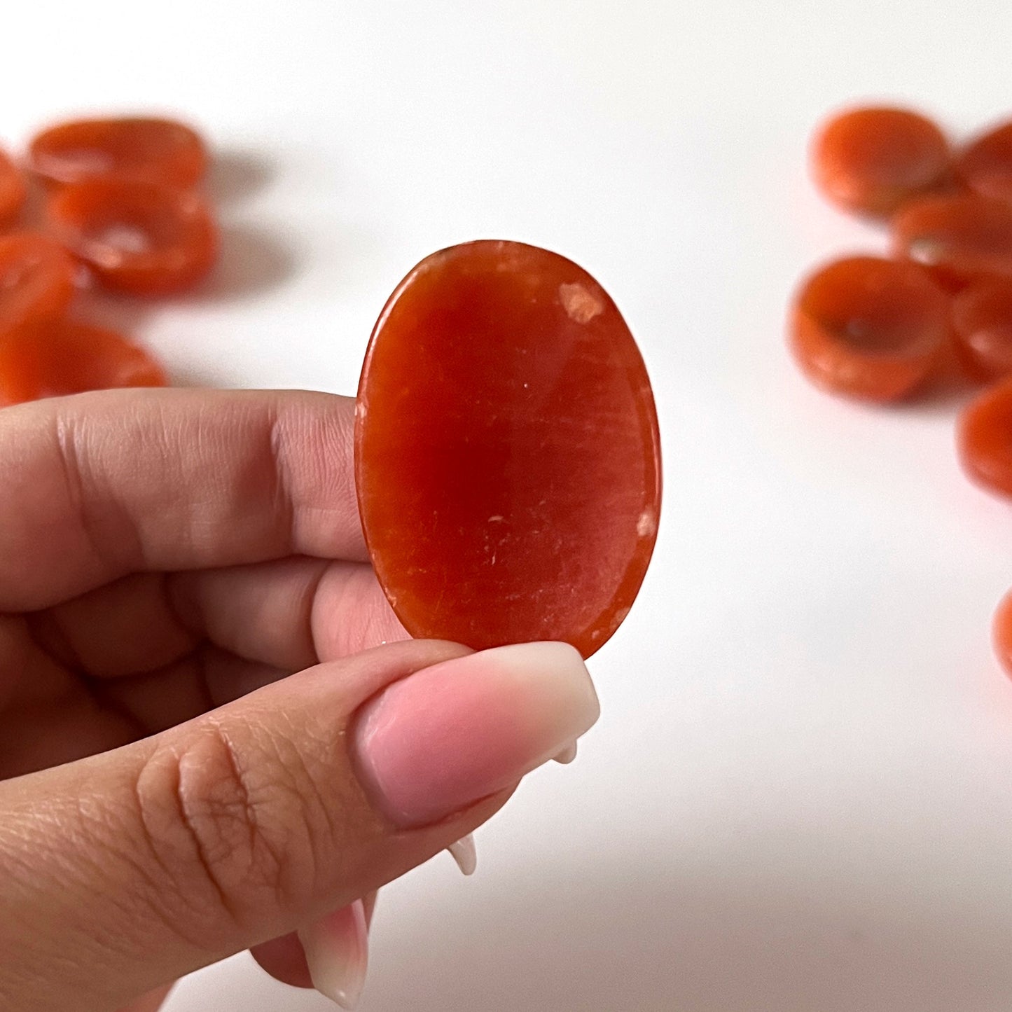 Dark Orange Calcite Worry Stone