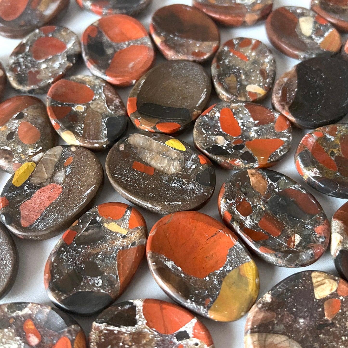 Dark Red Jasper Conglomerate Worry Stone