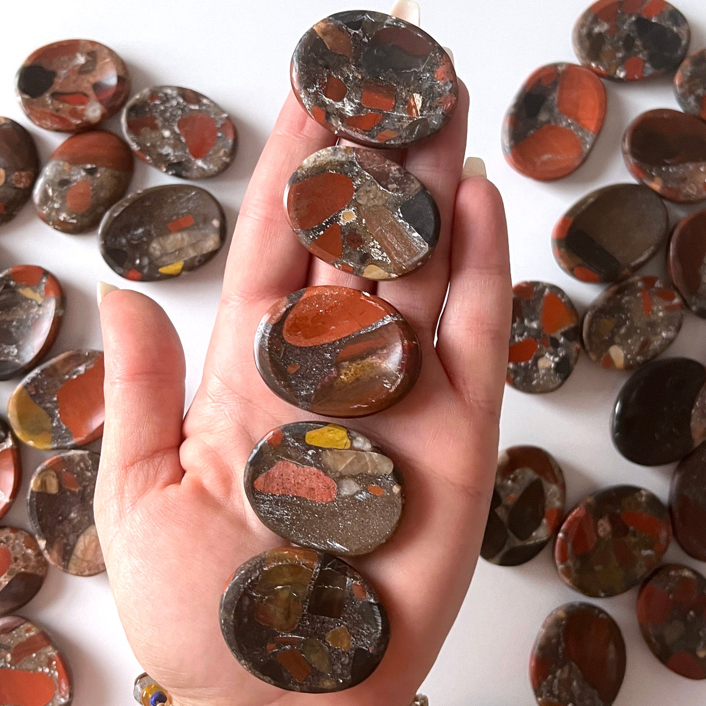 Dark Red Jasper Conglomerate Worry Stone