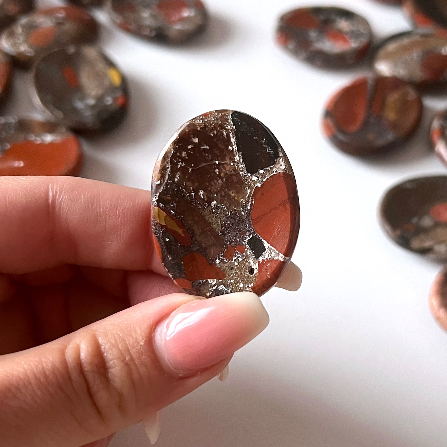 Dark Red Jasper Conglomerate Worry Stone