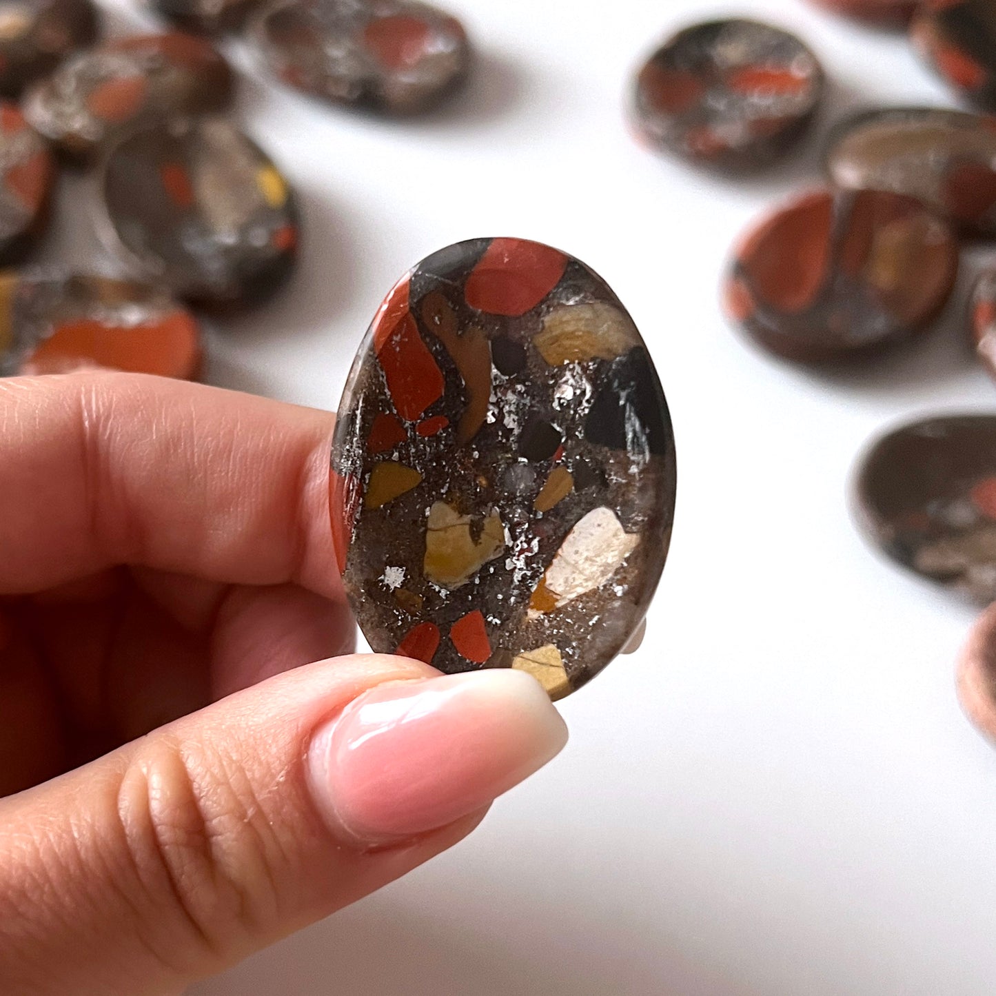 Dark Red Jasper Conglomerate Worry Stone