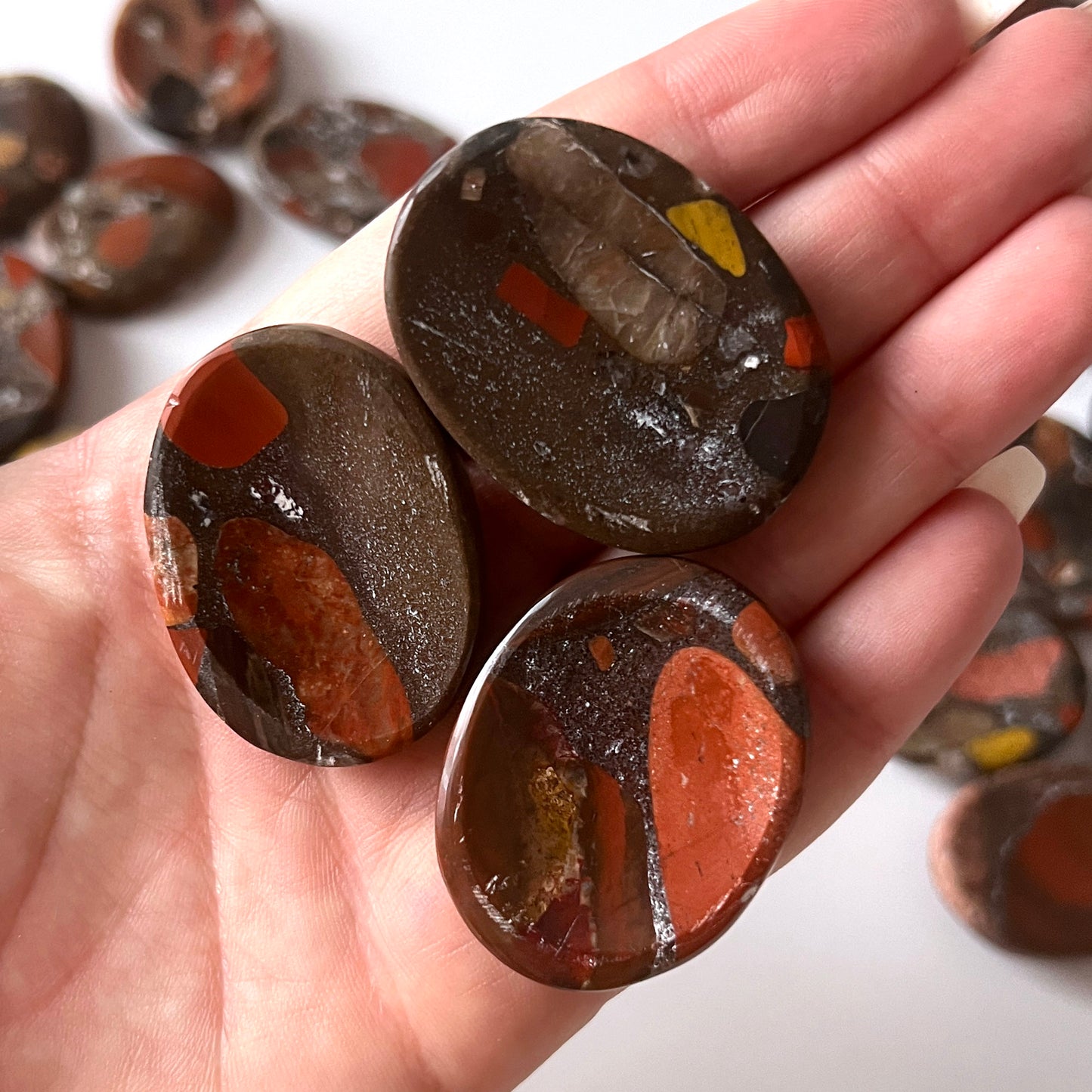 Dark Red Jasper Conglomerate Worry Stone