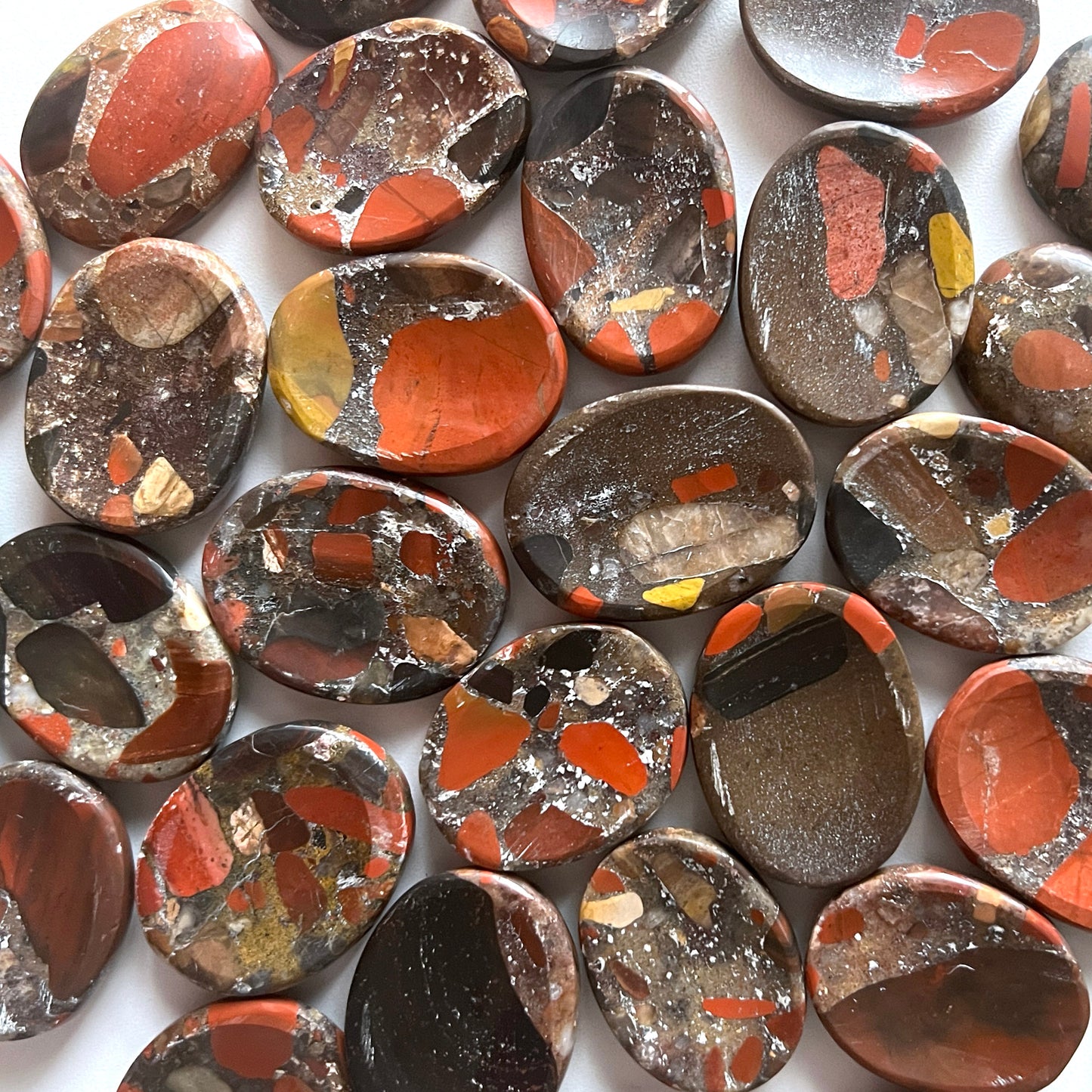 Dark Red Jasper Conglomerate Worry Stone