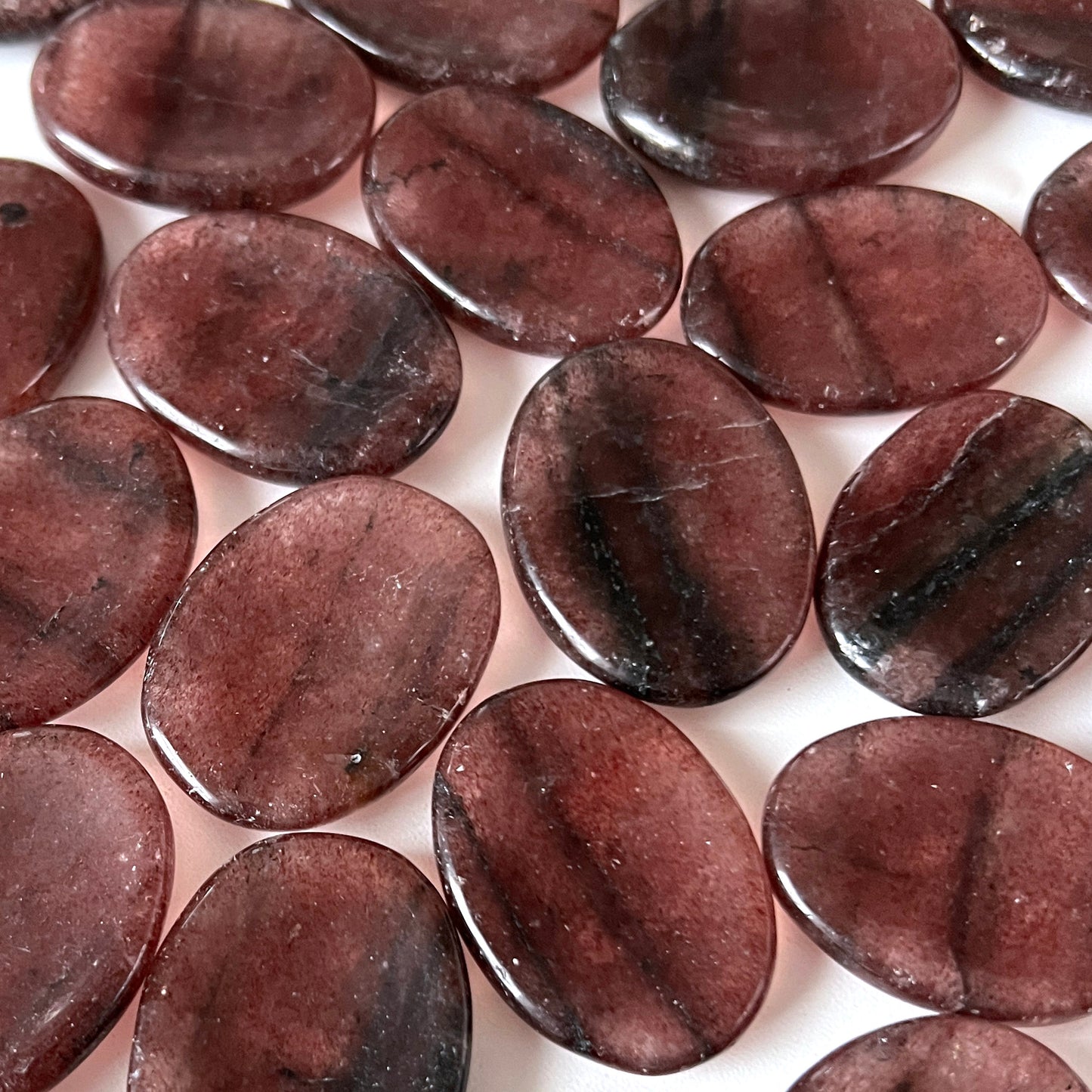 Dark Strawberry Quartz Worry Stone