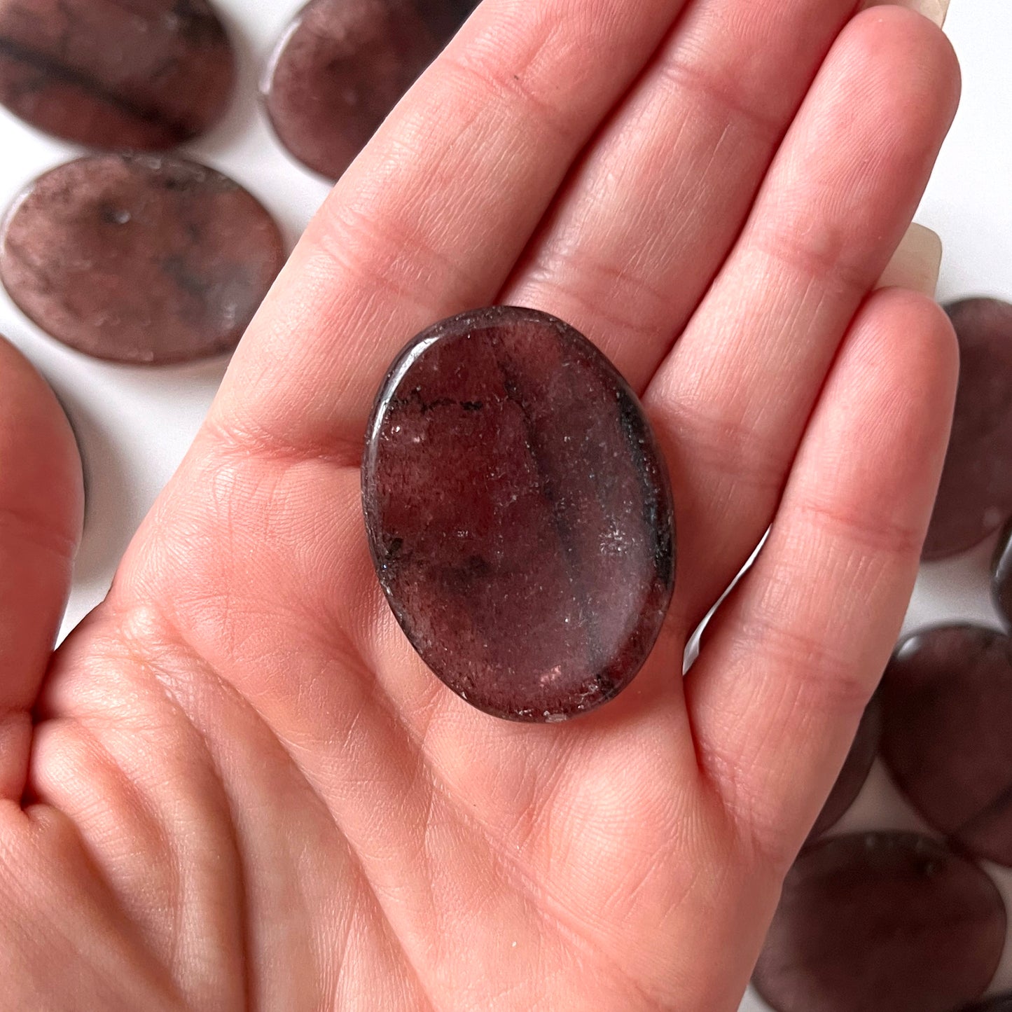 Dark Strawberry Quartz Worry Stone