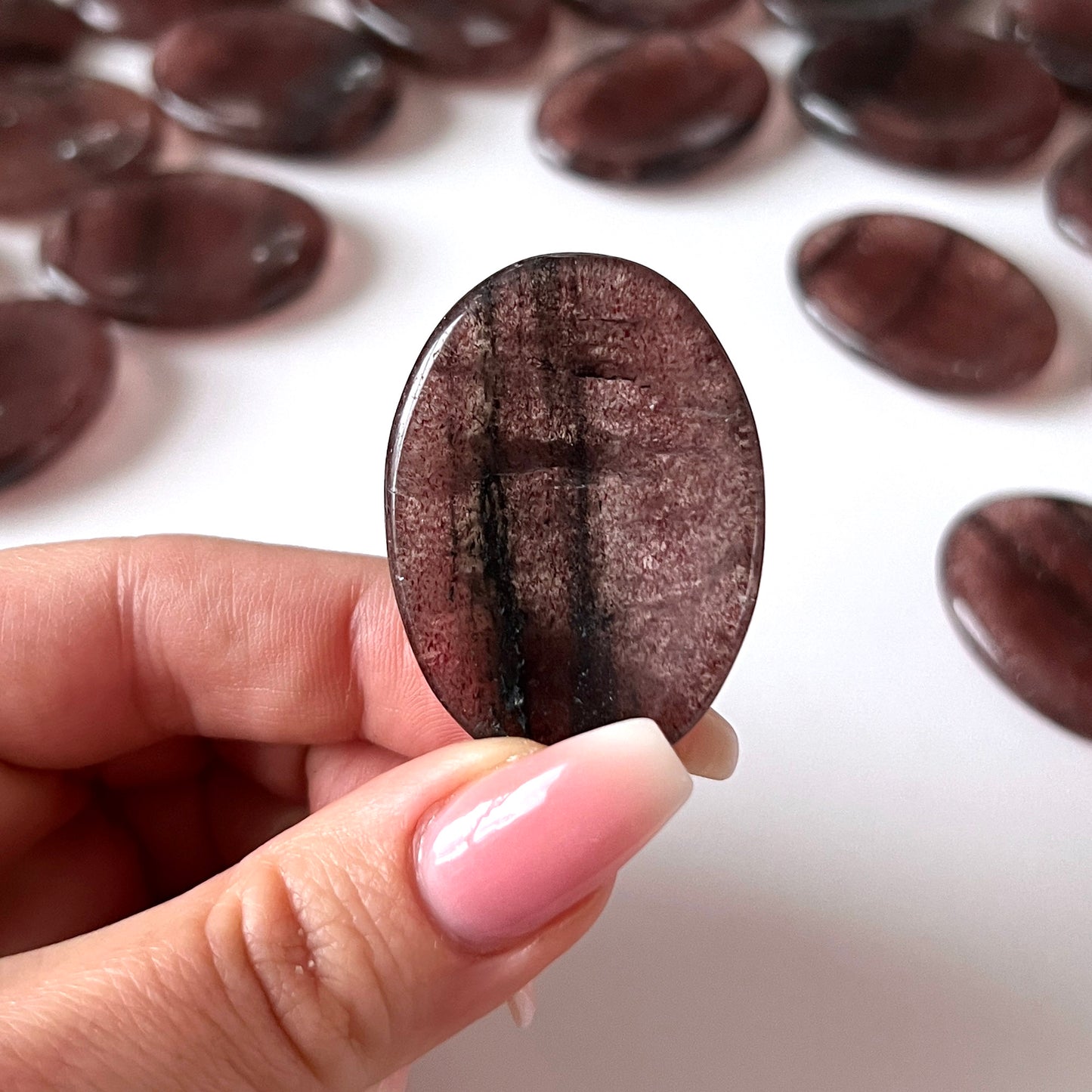 Dark Strawberry Quartz Worry Stone