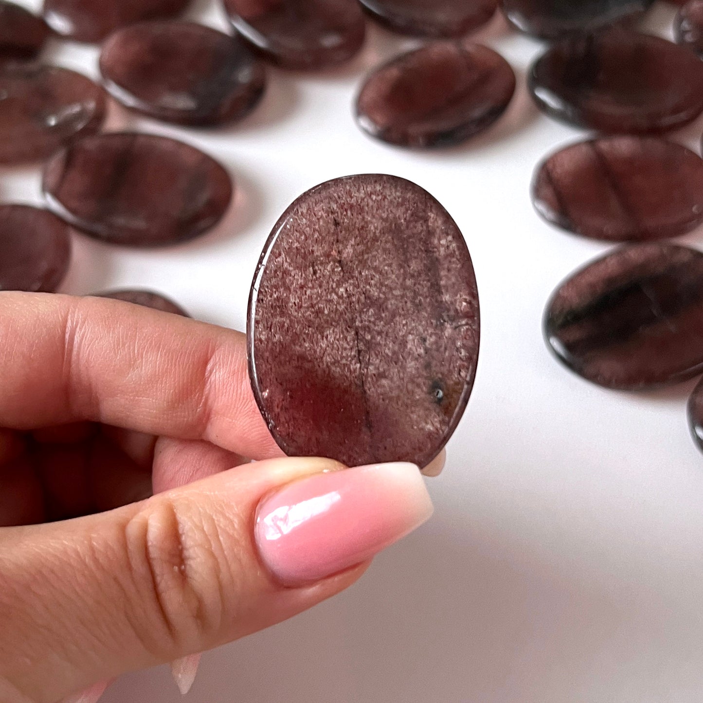 Dark Strawberry Quartz Worry Stone