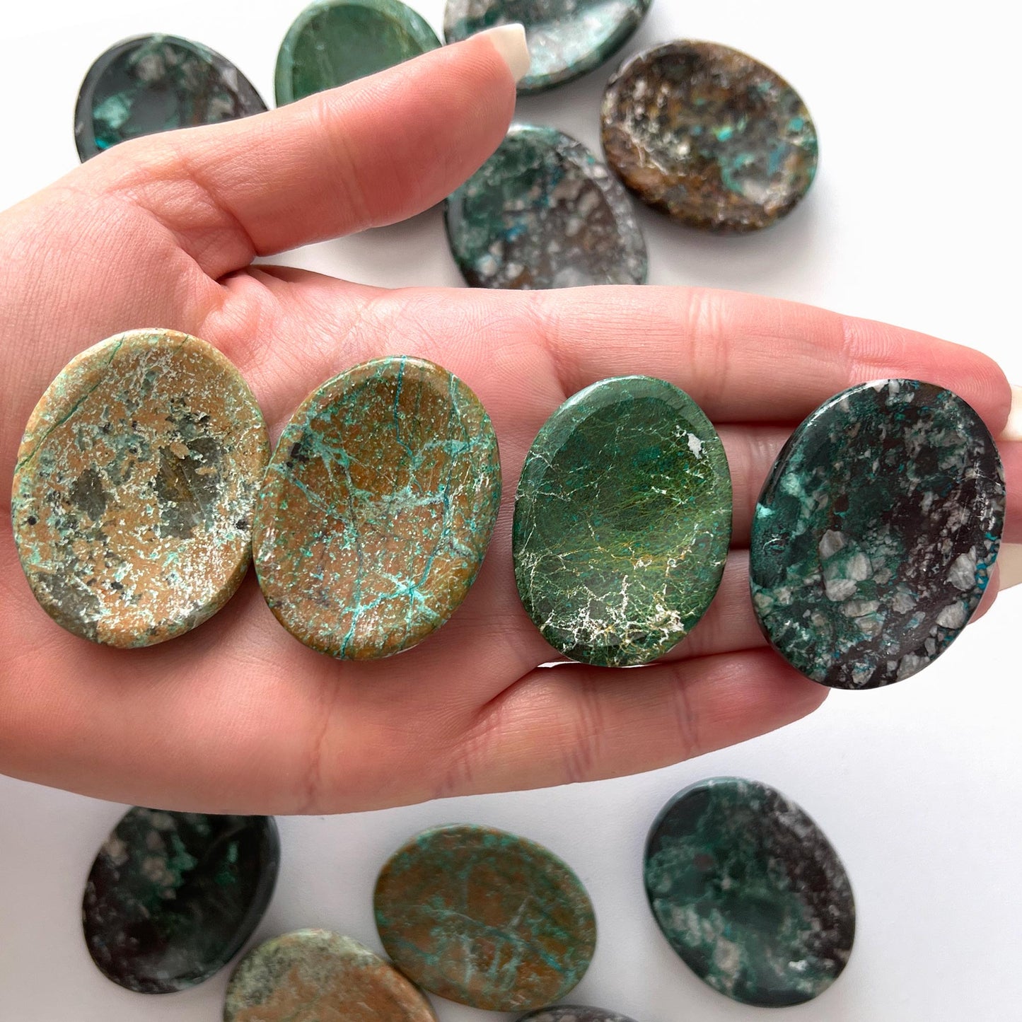 Earthy Peruvian Chrysocolla Worry Stone