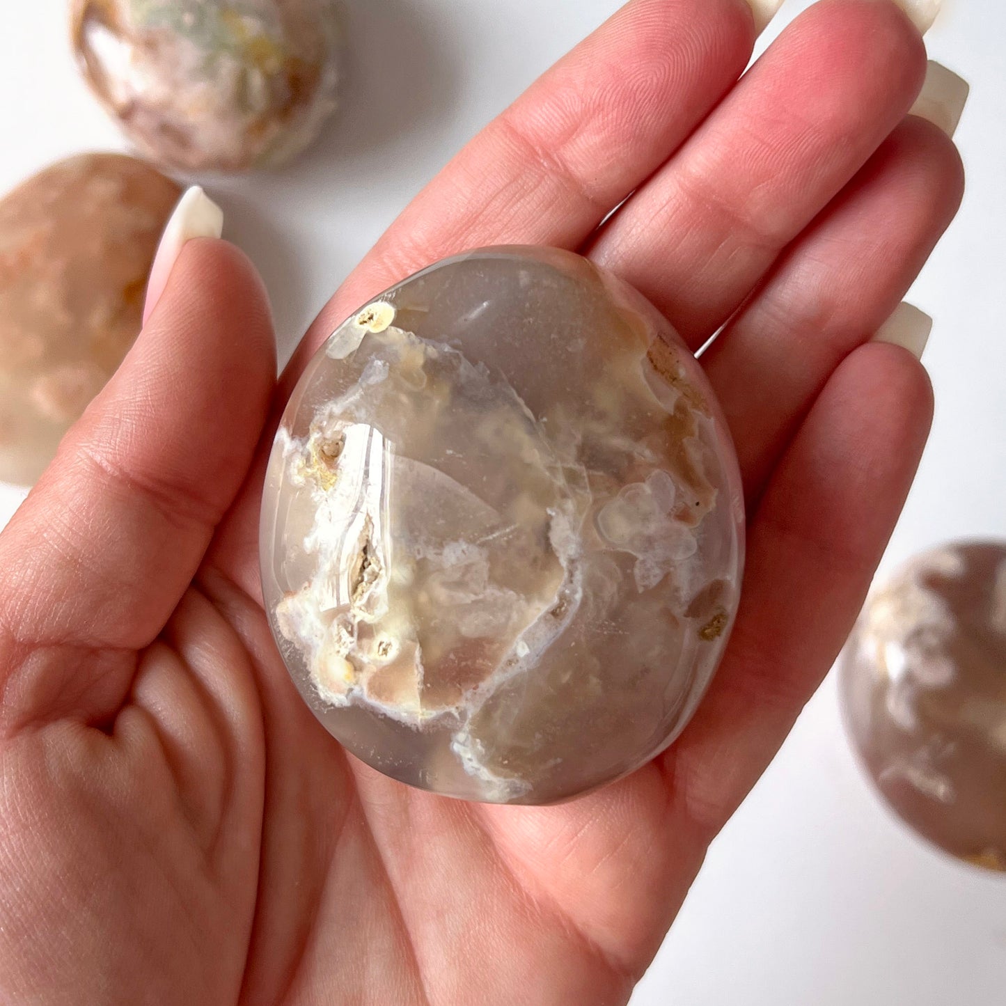 Pink Purple Flower Agate Palm Stone