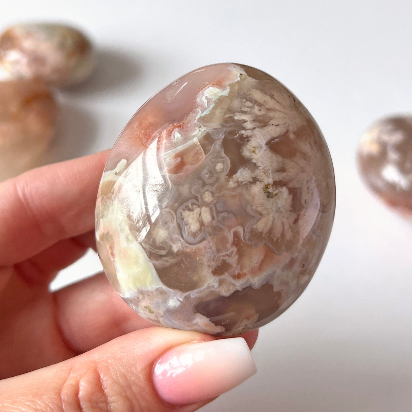 Pink Purple Flower Agate Palm Stone
