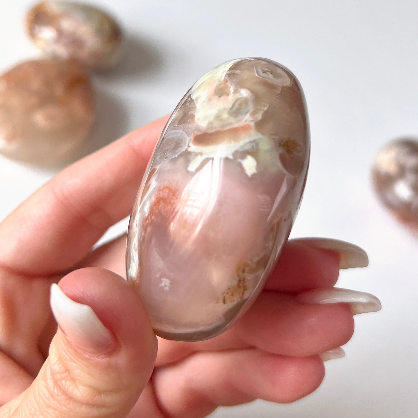 Pink Purple Flower Agate Palm Stone