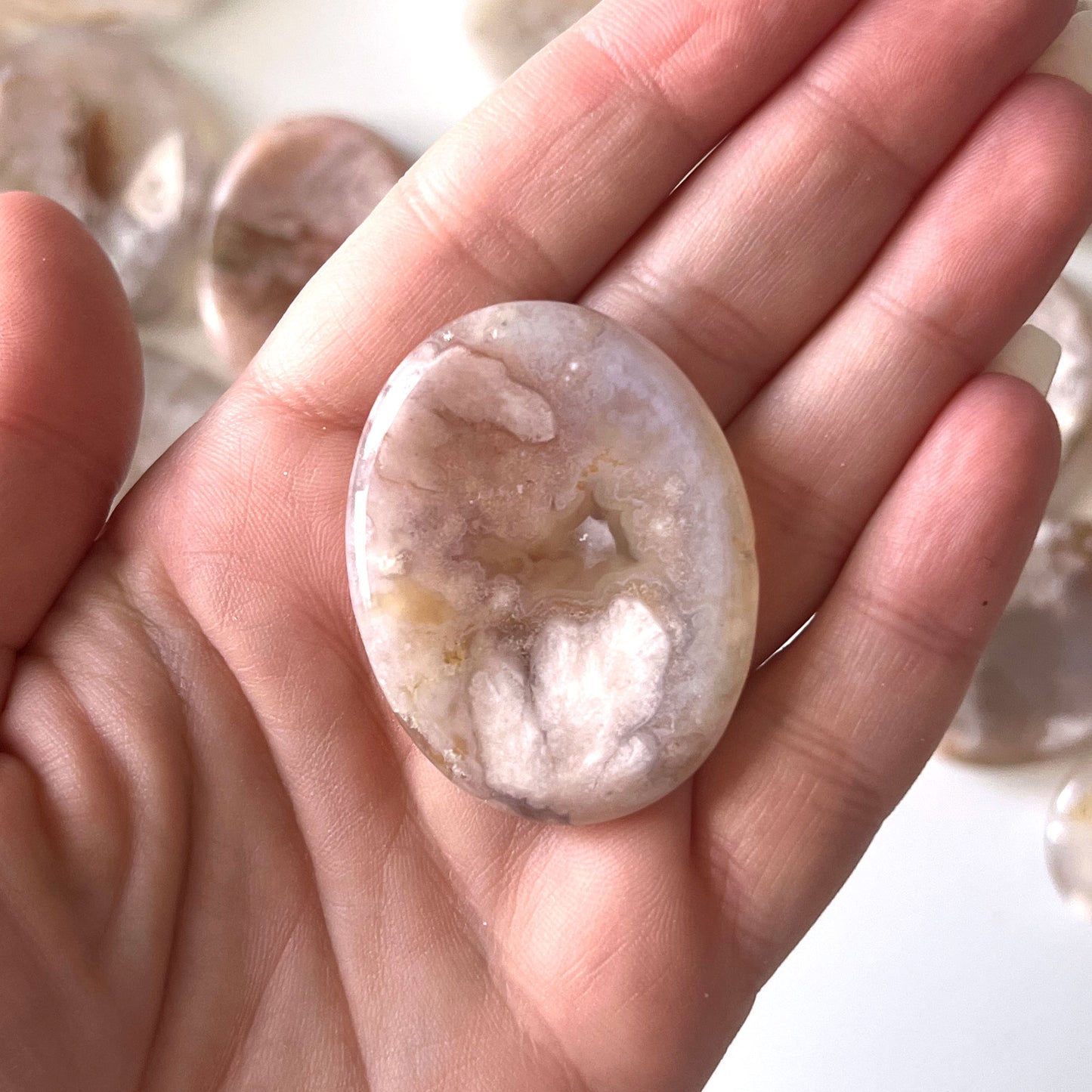 Flower Agate Worry Stone
