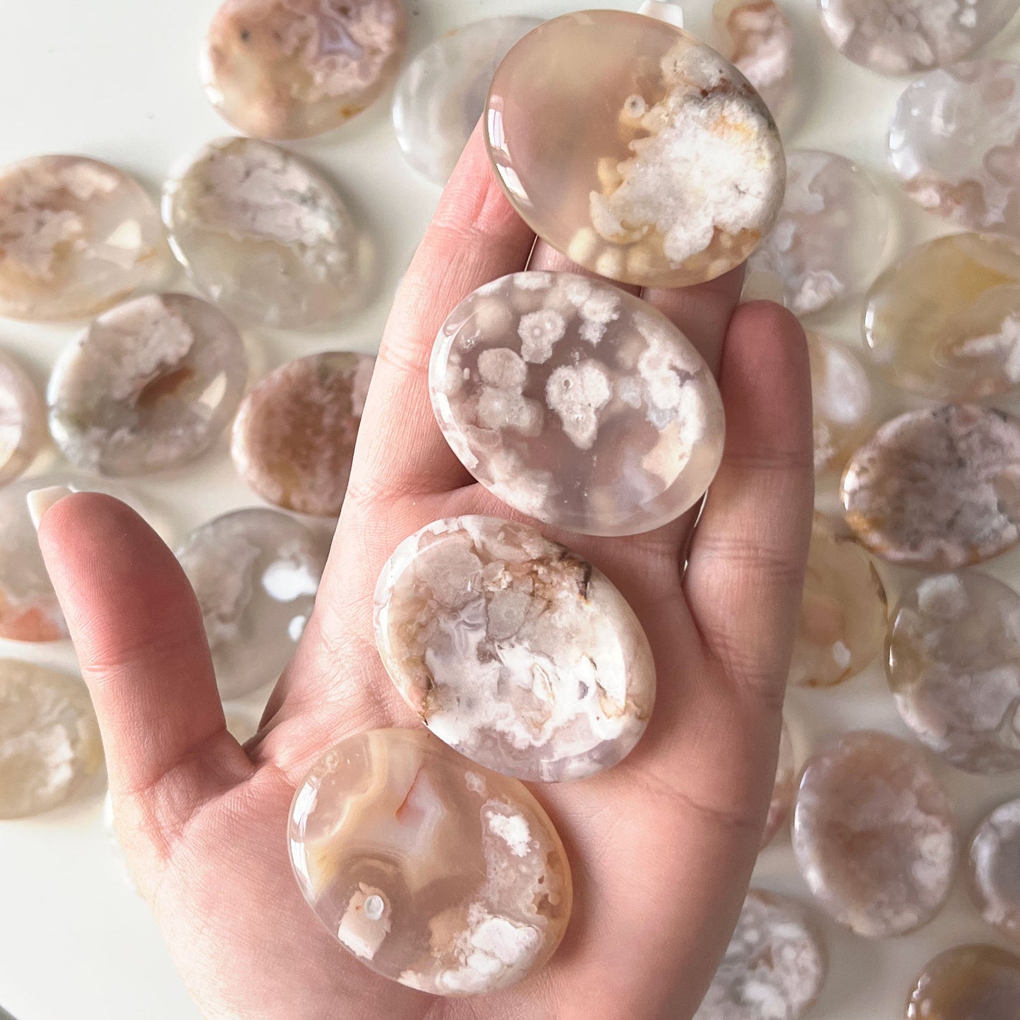 Flower Agate Worry Stone