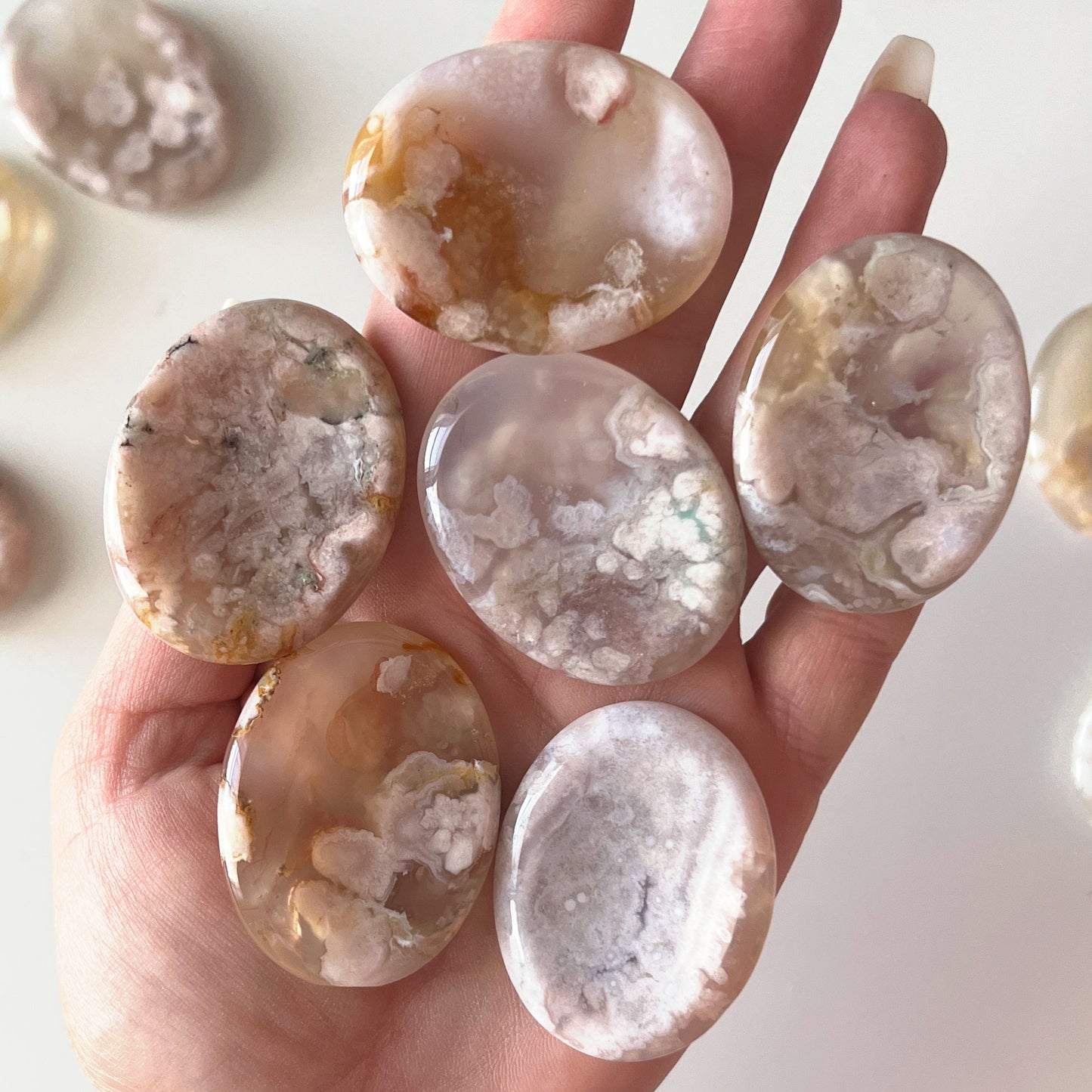Flower Agate Worry Stone