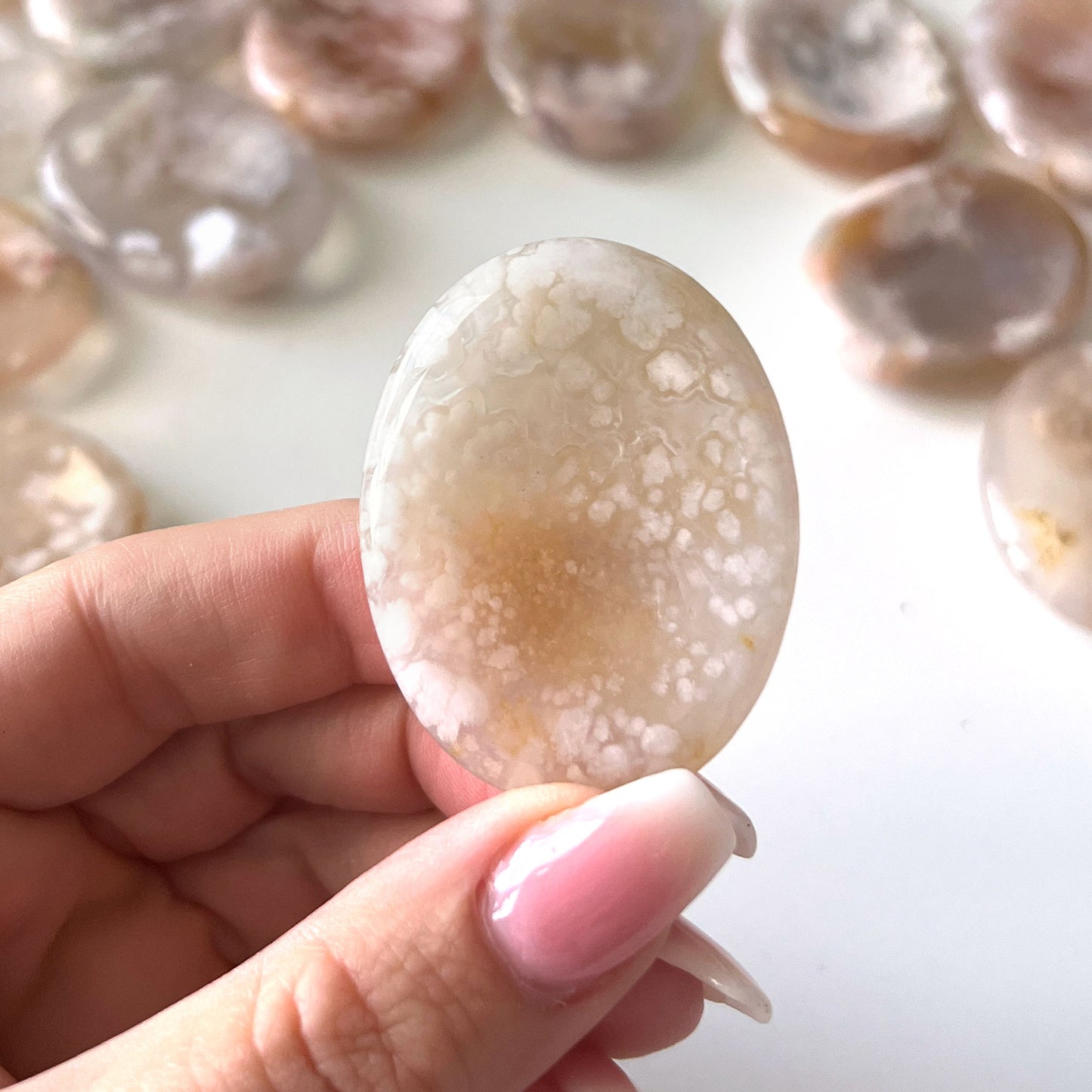 Flower Agate Worry Stone
