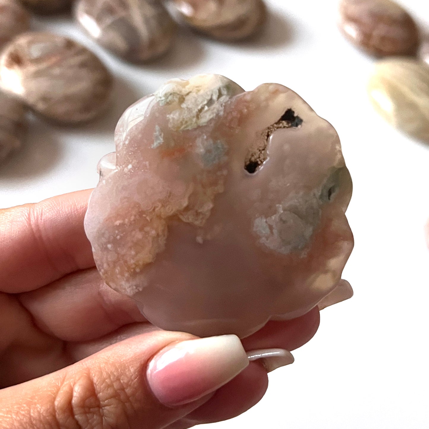 Green Flower Agate Rose Carving