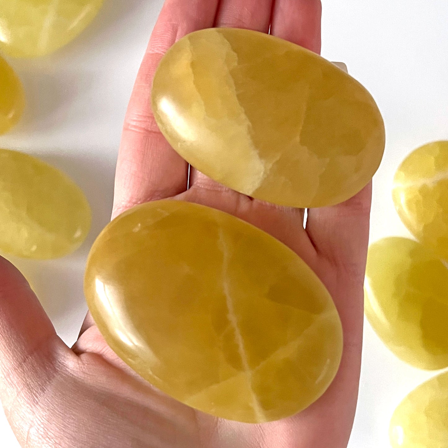 Lemon Calcite Palm Stone
