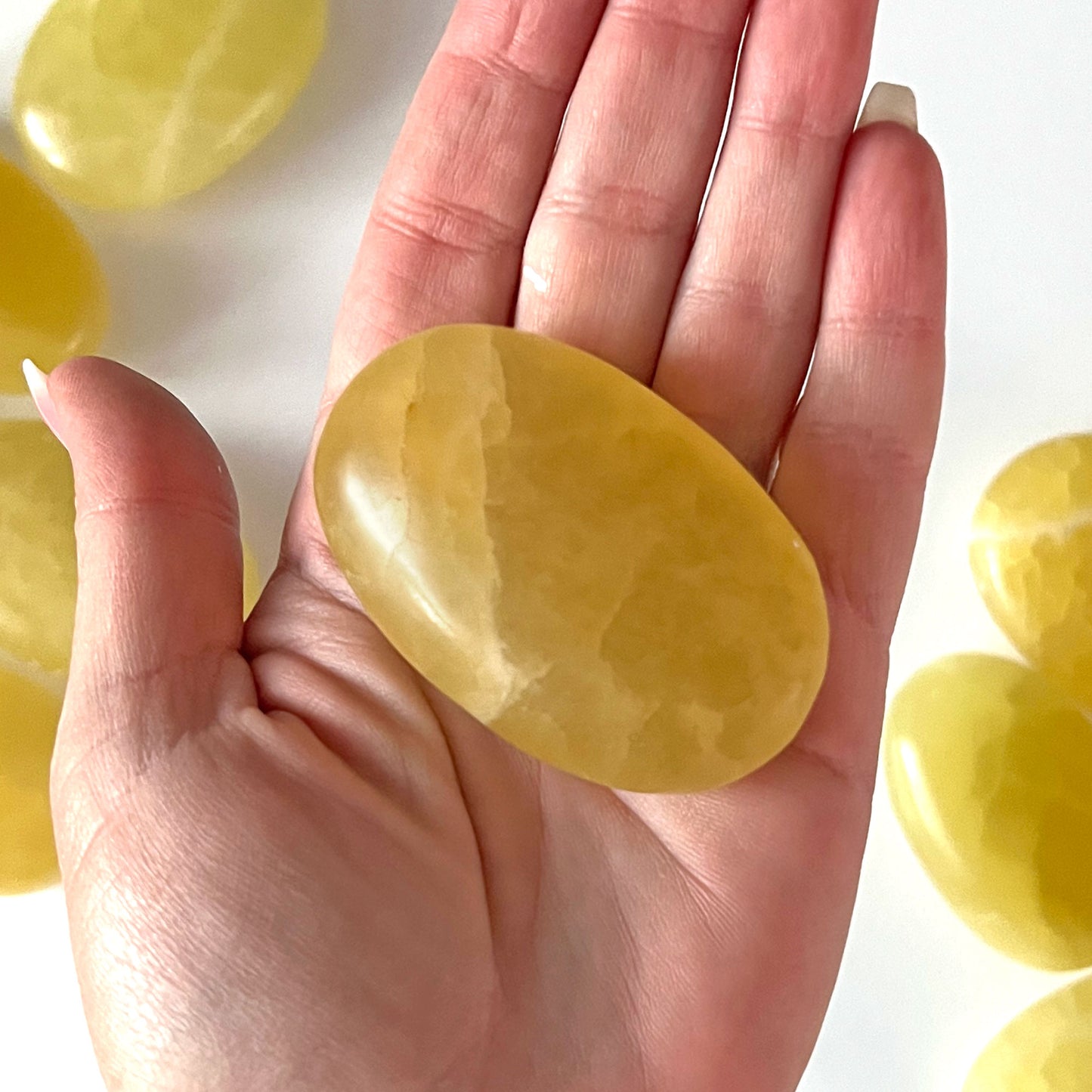 Lemon Calcite Palm Stone