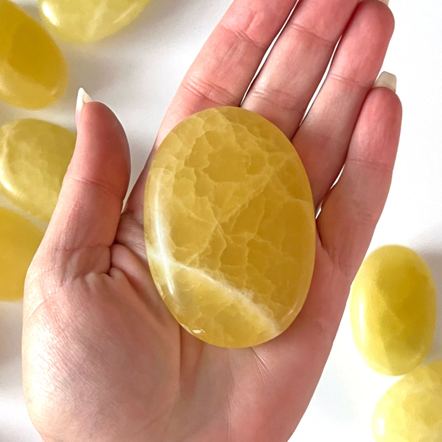 Lemon Calcite Palm Stone