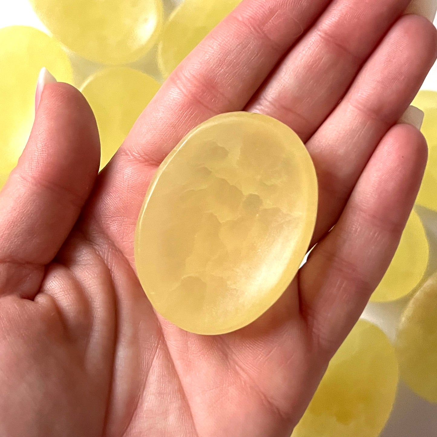 Lemon Calcite Palm-Size Worry Stone