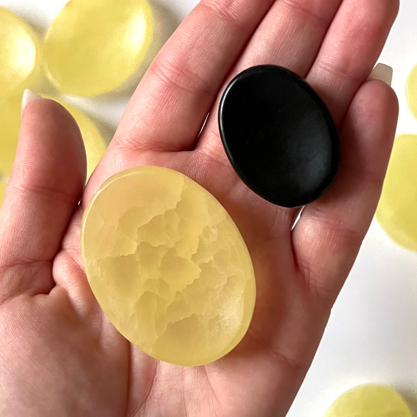 Lemon Calcite Palm-Size Worry Stone