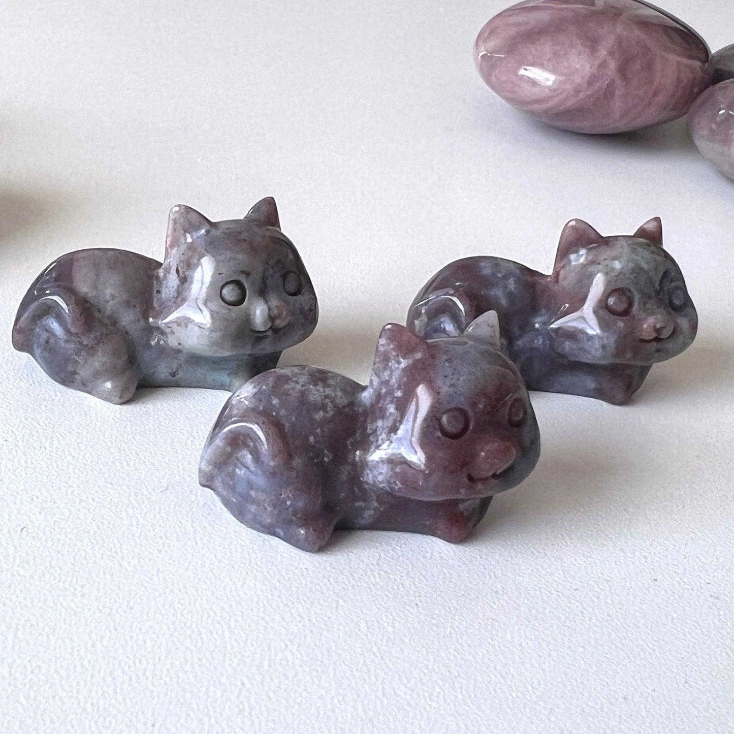 Ocean Jasper Cat Carving