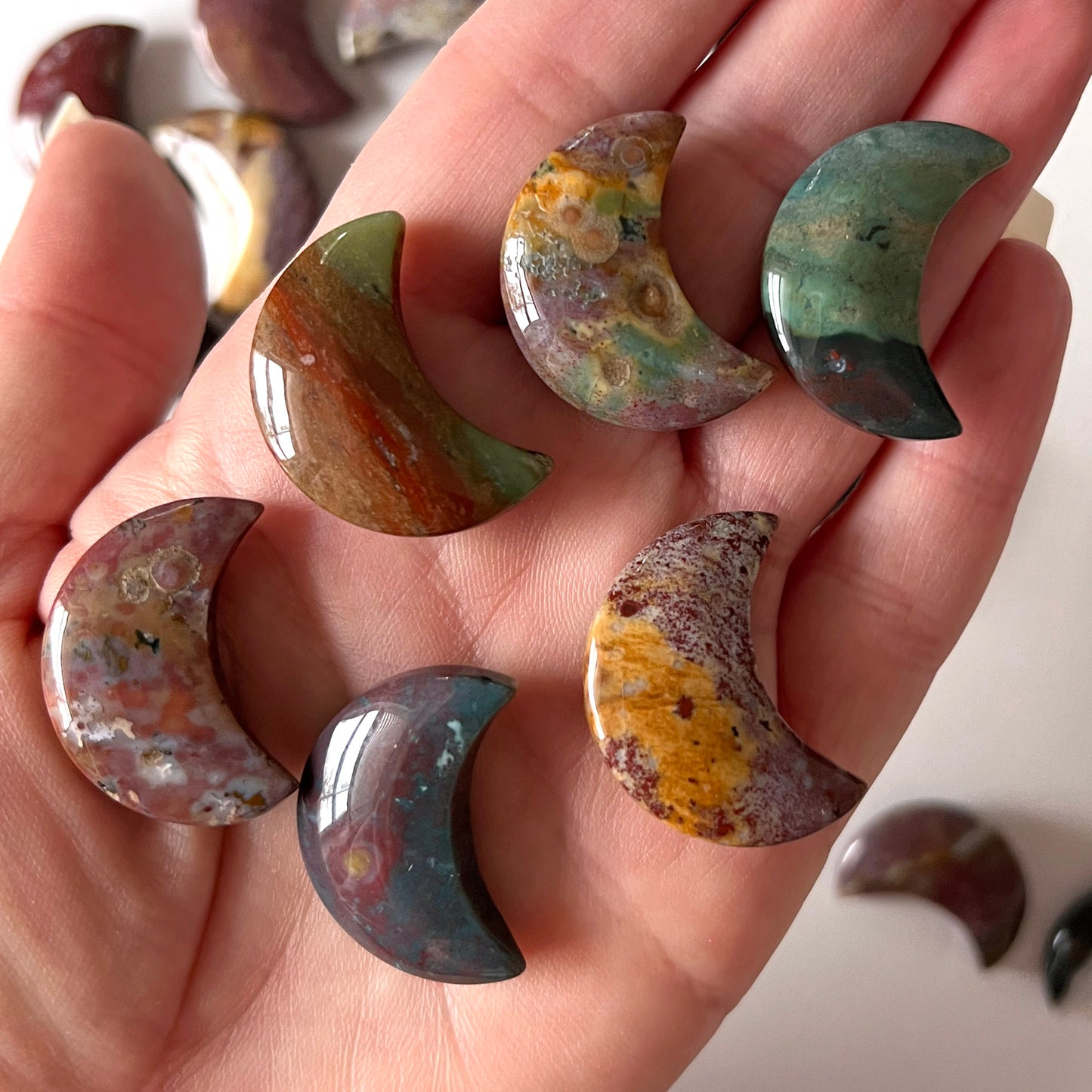Ocean Jasper Crescent Moon