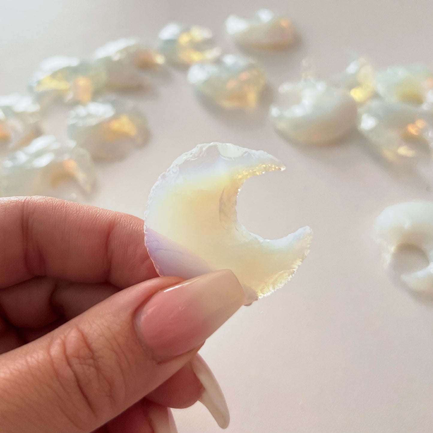 Opalite Textured Crescent Moon