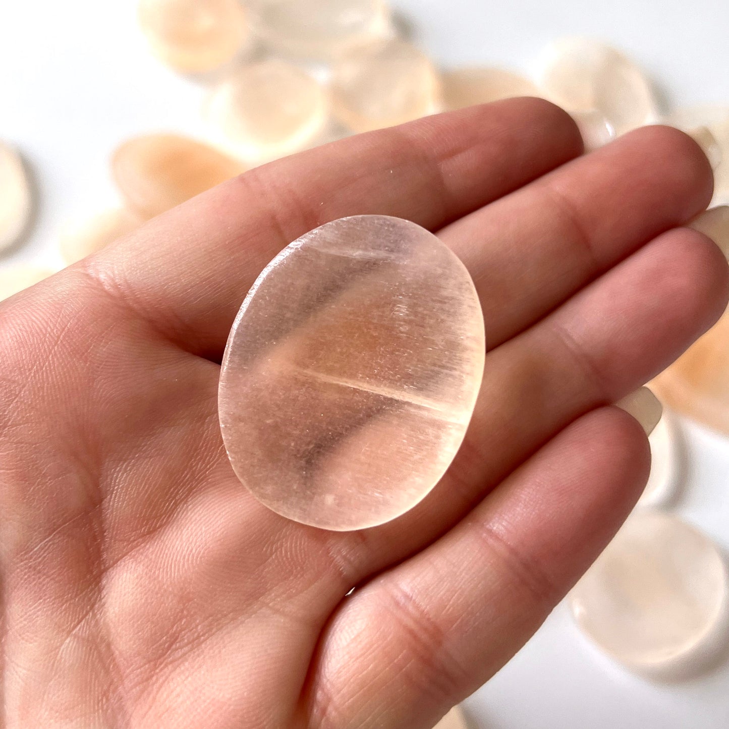 Orange Selenite Worry Stone