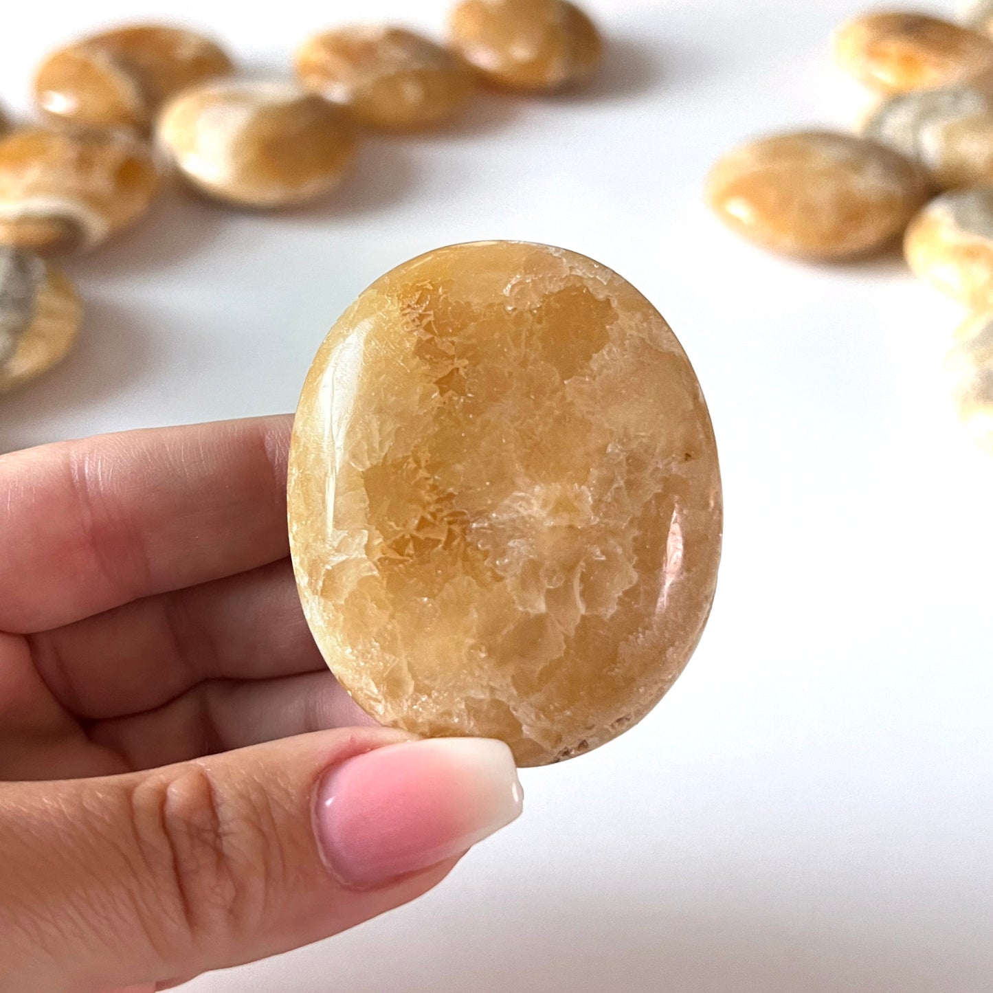 Phantom Zebra Orange Calcite Palm Stone