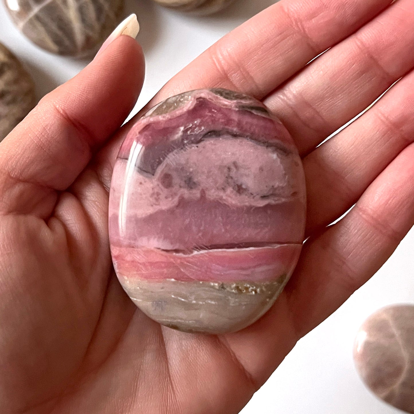 Pink Opal Palm Stone