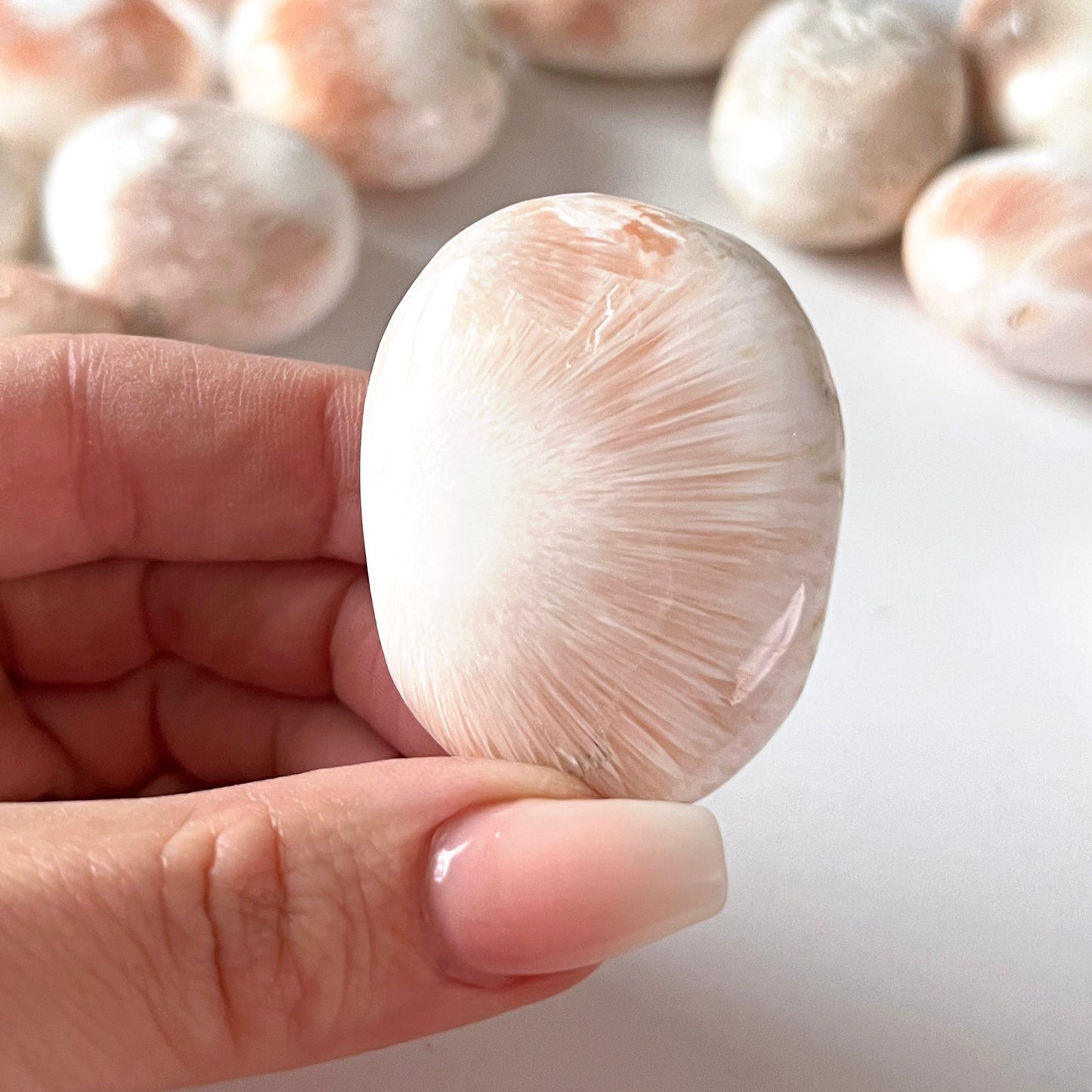 Pink Scolecite Palm Stone