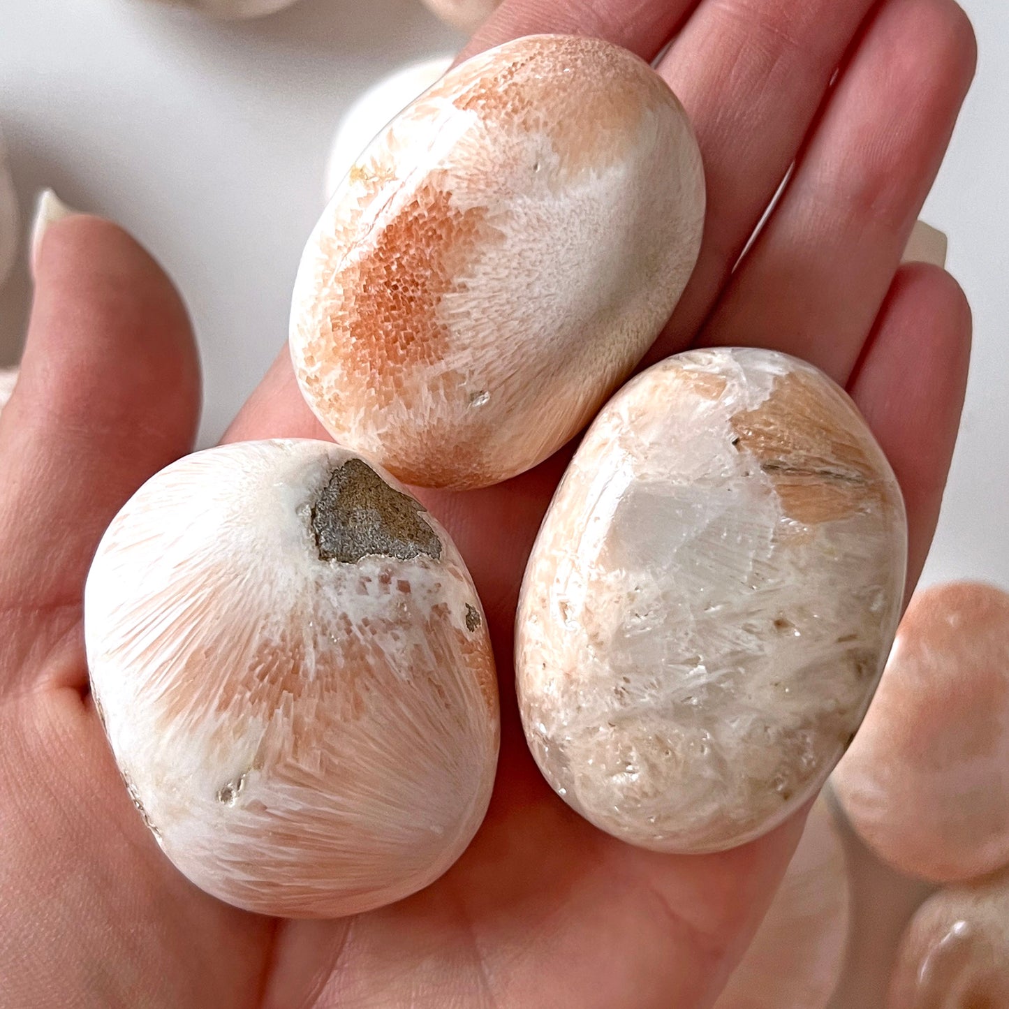 Pink Scolecite Palm Stone