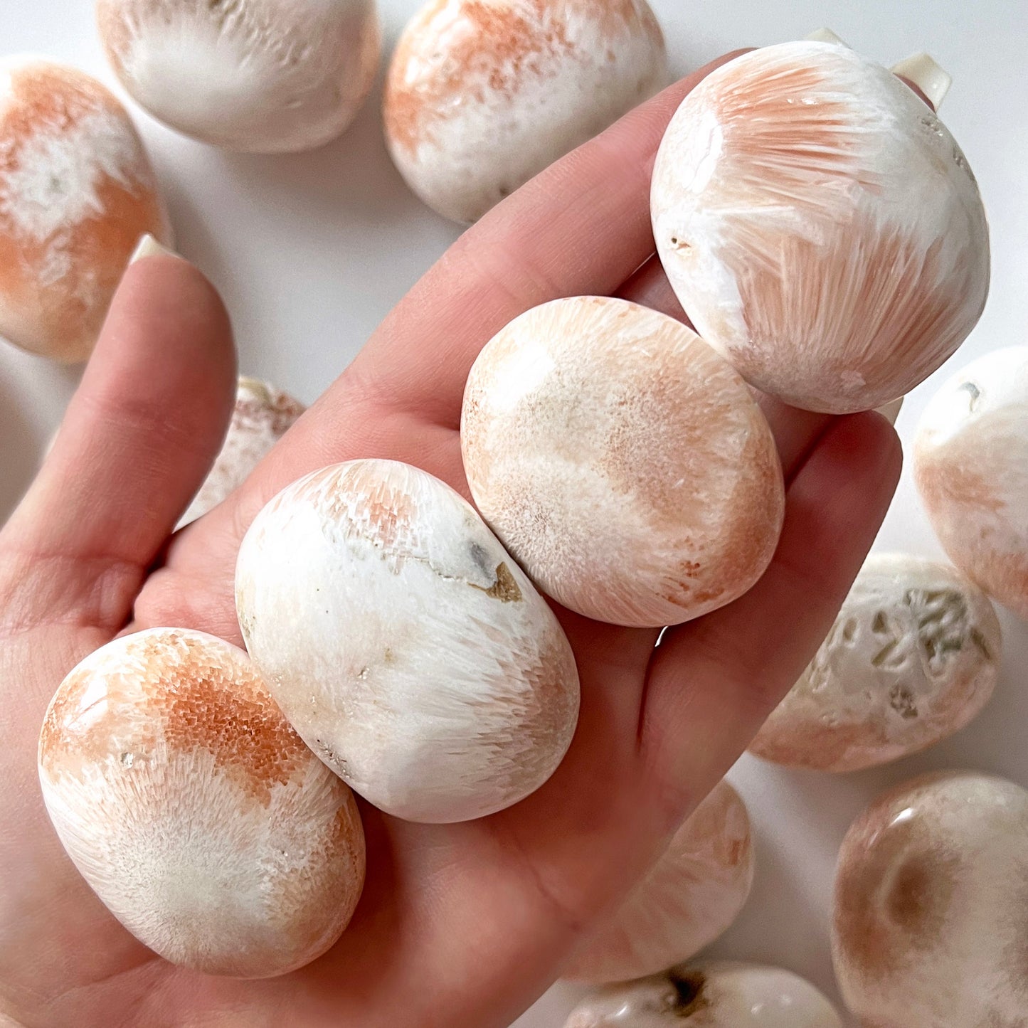 Pink Scolecite Palm Stone