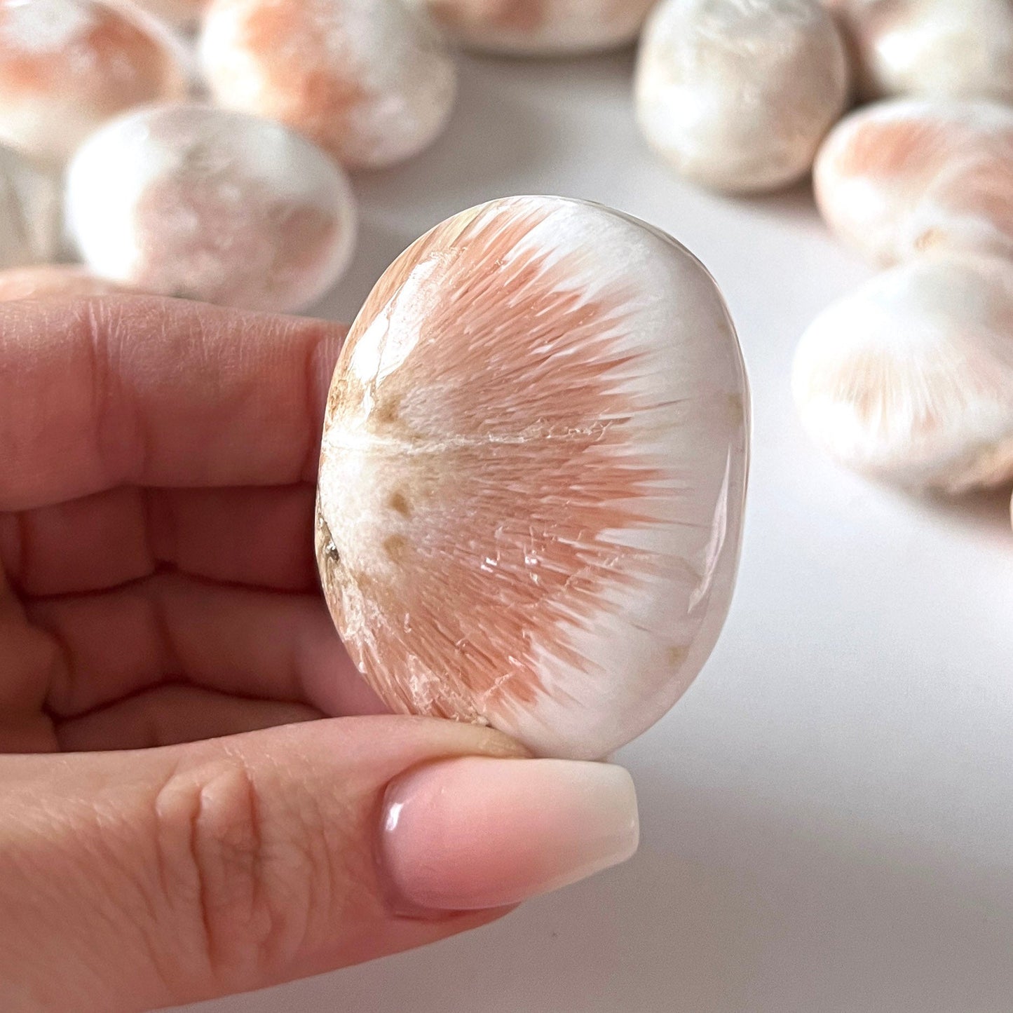 Pink Scolecite Palm Stone