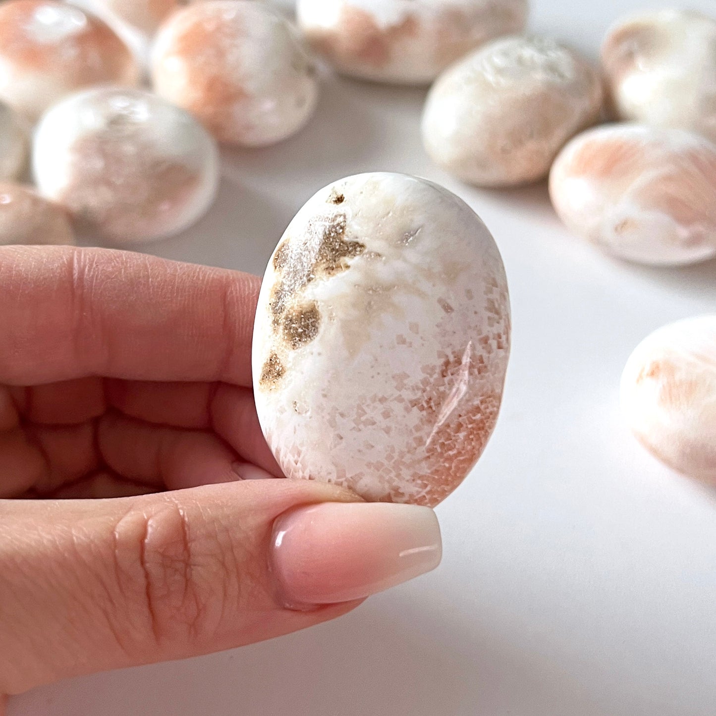 Pink Scolecite Palm Stone